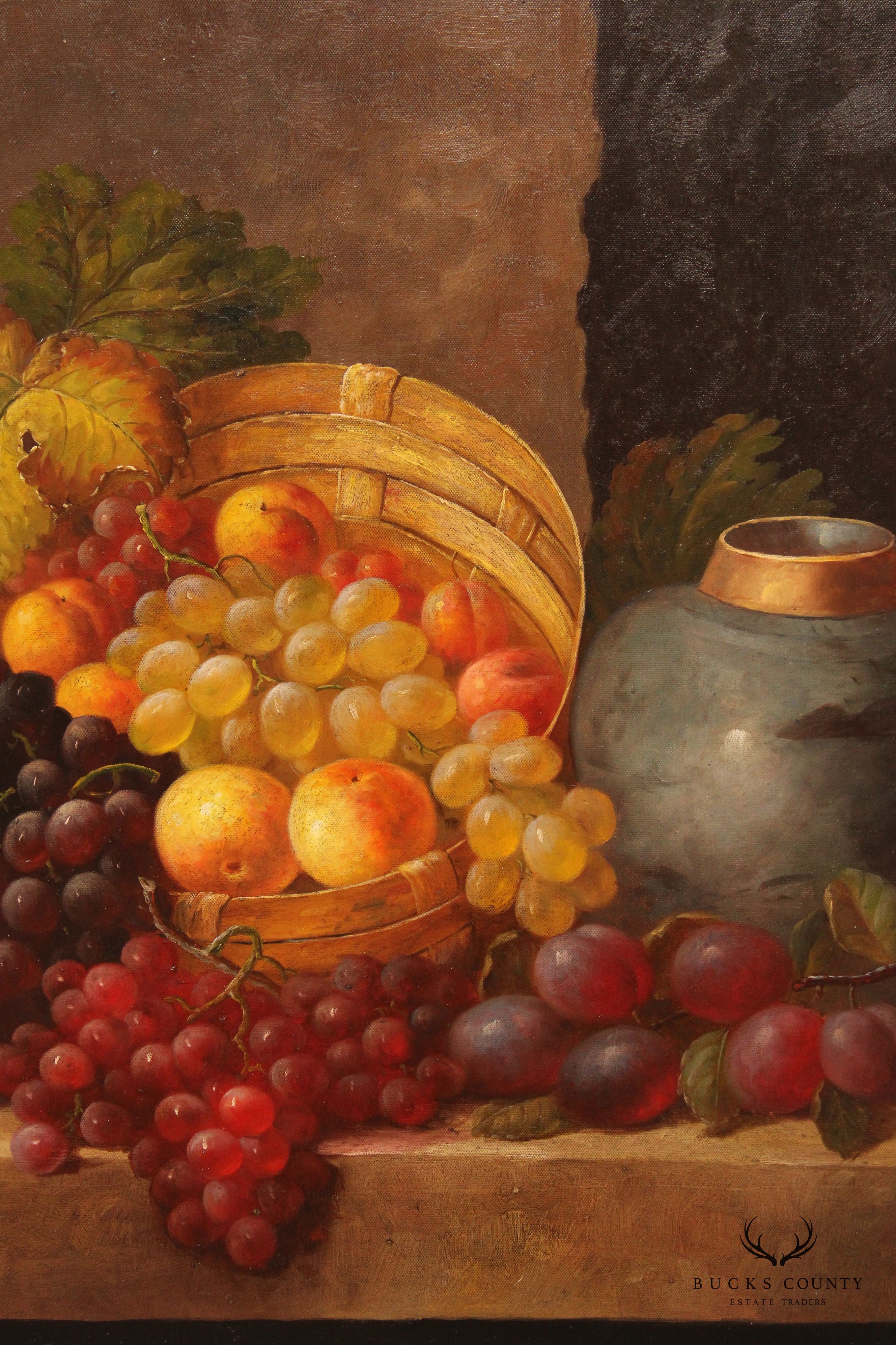 Baroque Style Fruit Still Life Original Oil Painting, Signed Bianchi