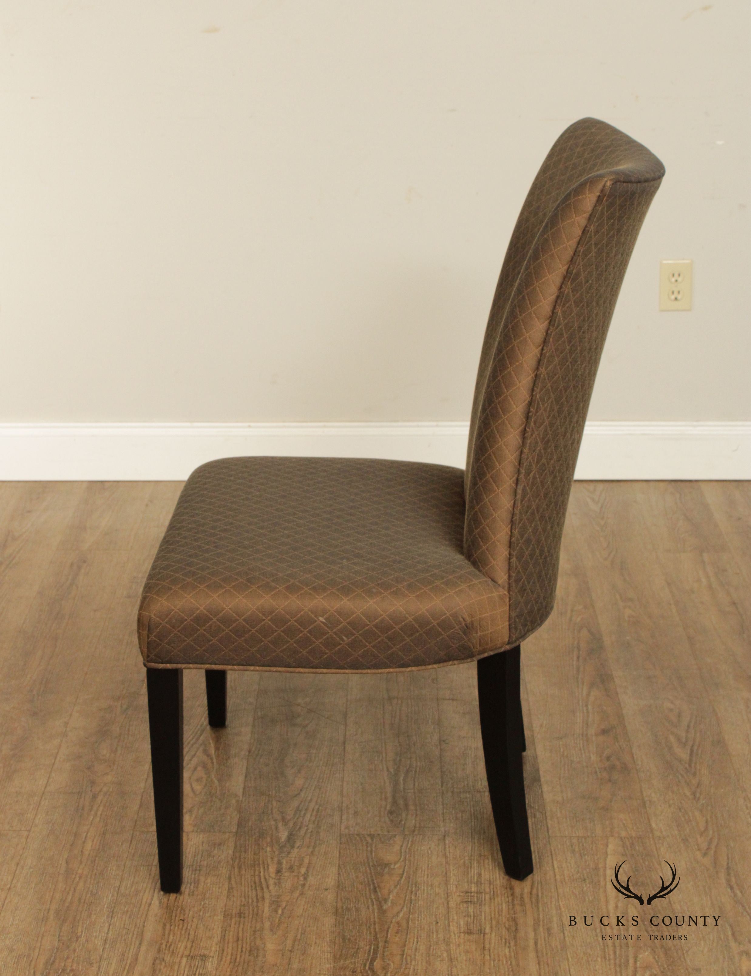 Contemporary Set of Eight Custom Upholstered Dining Chairs