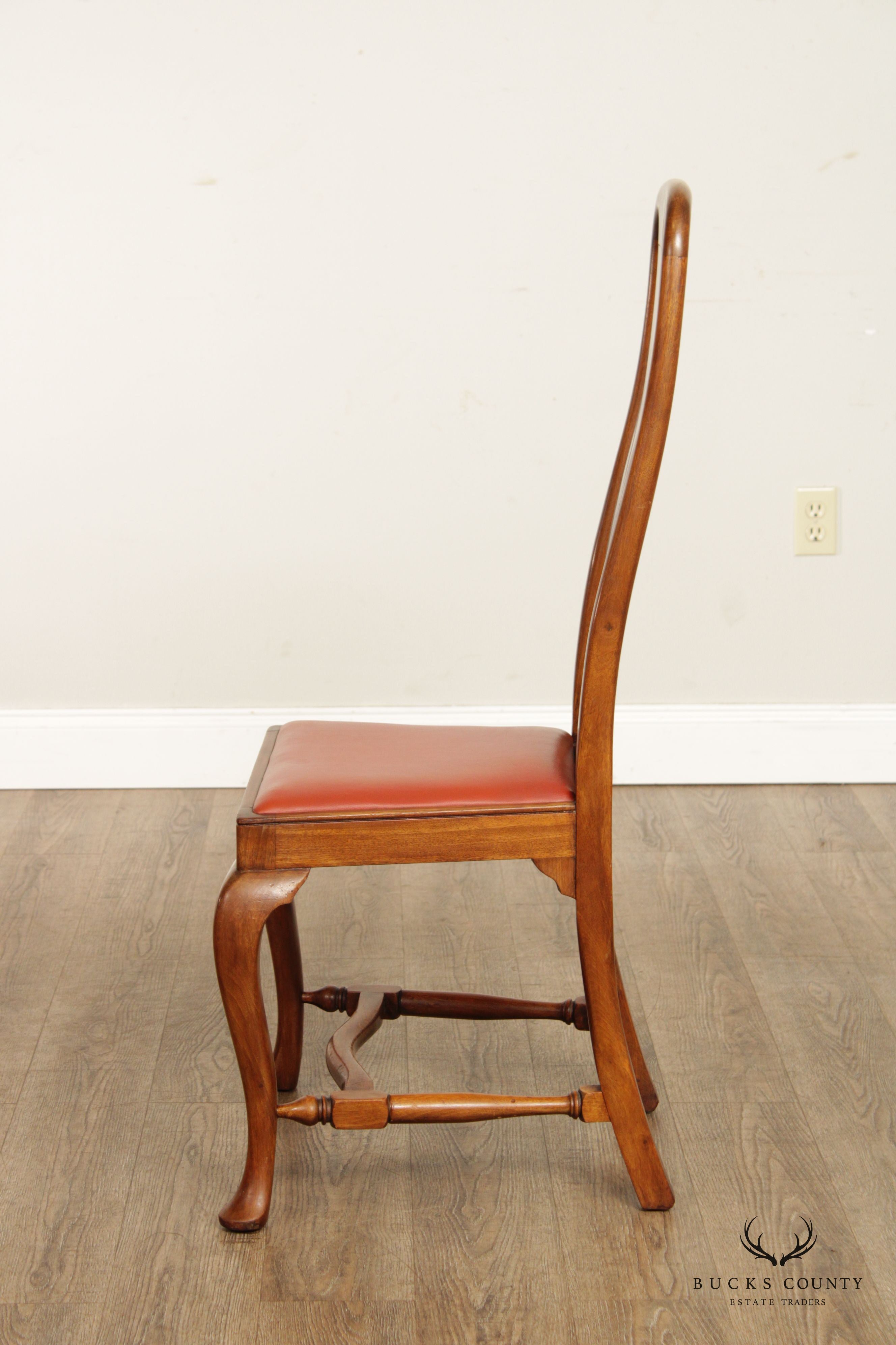 Antique Queen Anne Set Four Walnut Dining Chairs