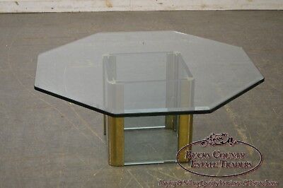 Leon Rosen for Pace Brass & Glass Octagonal Top Coffee Table