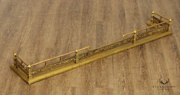 Antique Victorian Era Aesthetic Brass Fireplace Fender