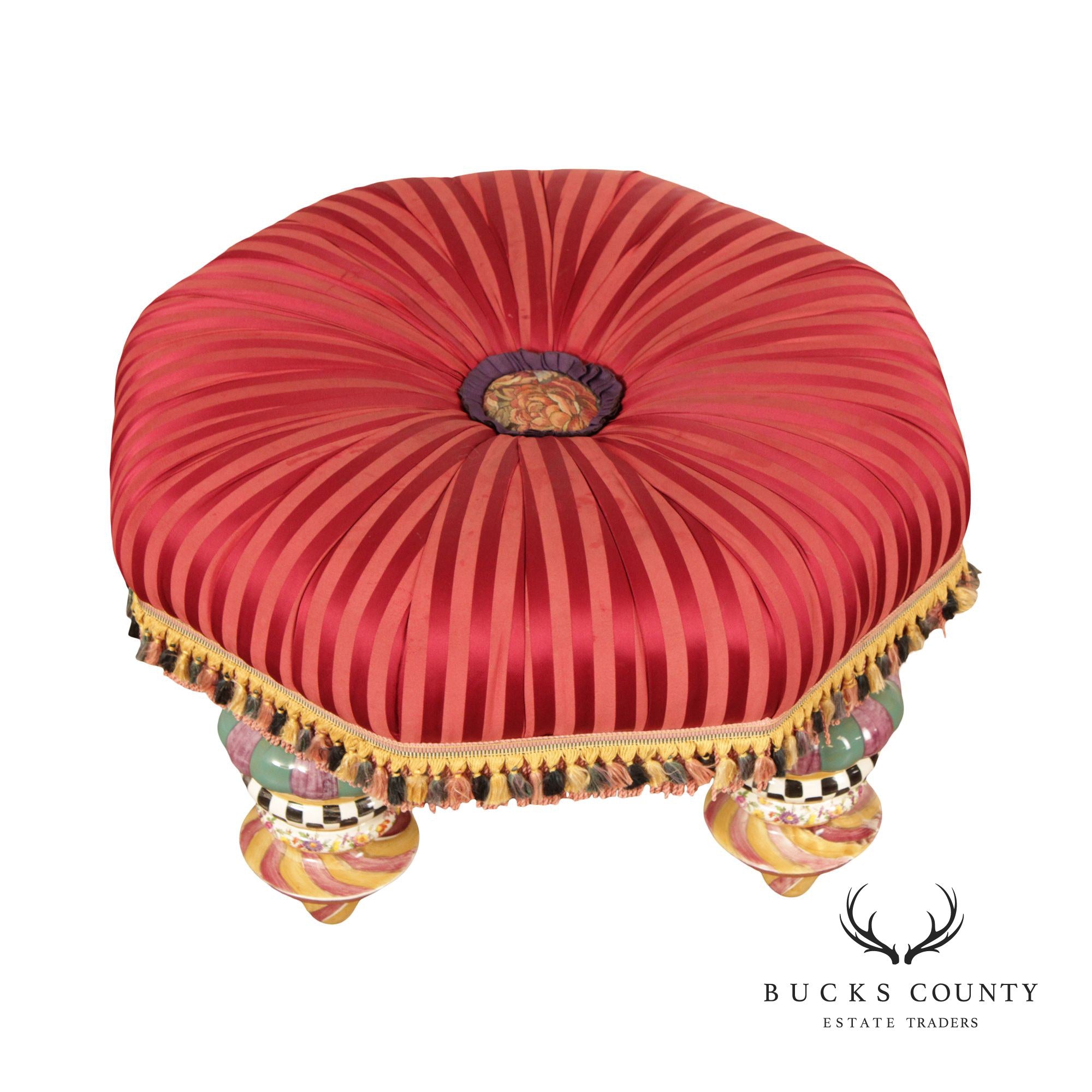 Mackenzie-Childs 'On Wall Street' Round Tufted Ottoman