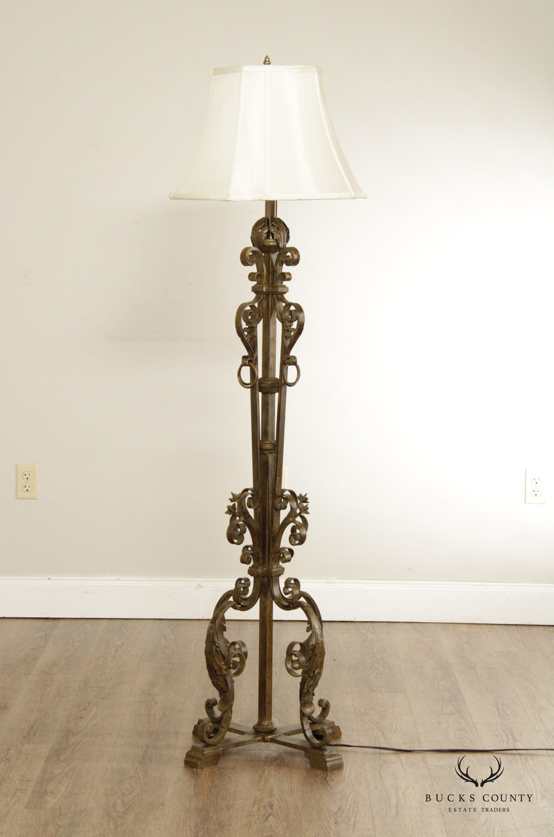 Victorian Style Scrolling Wrought Iron Floor Lamp
