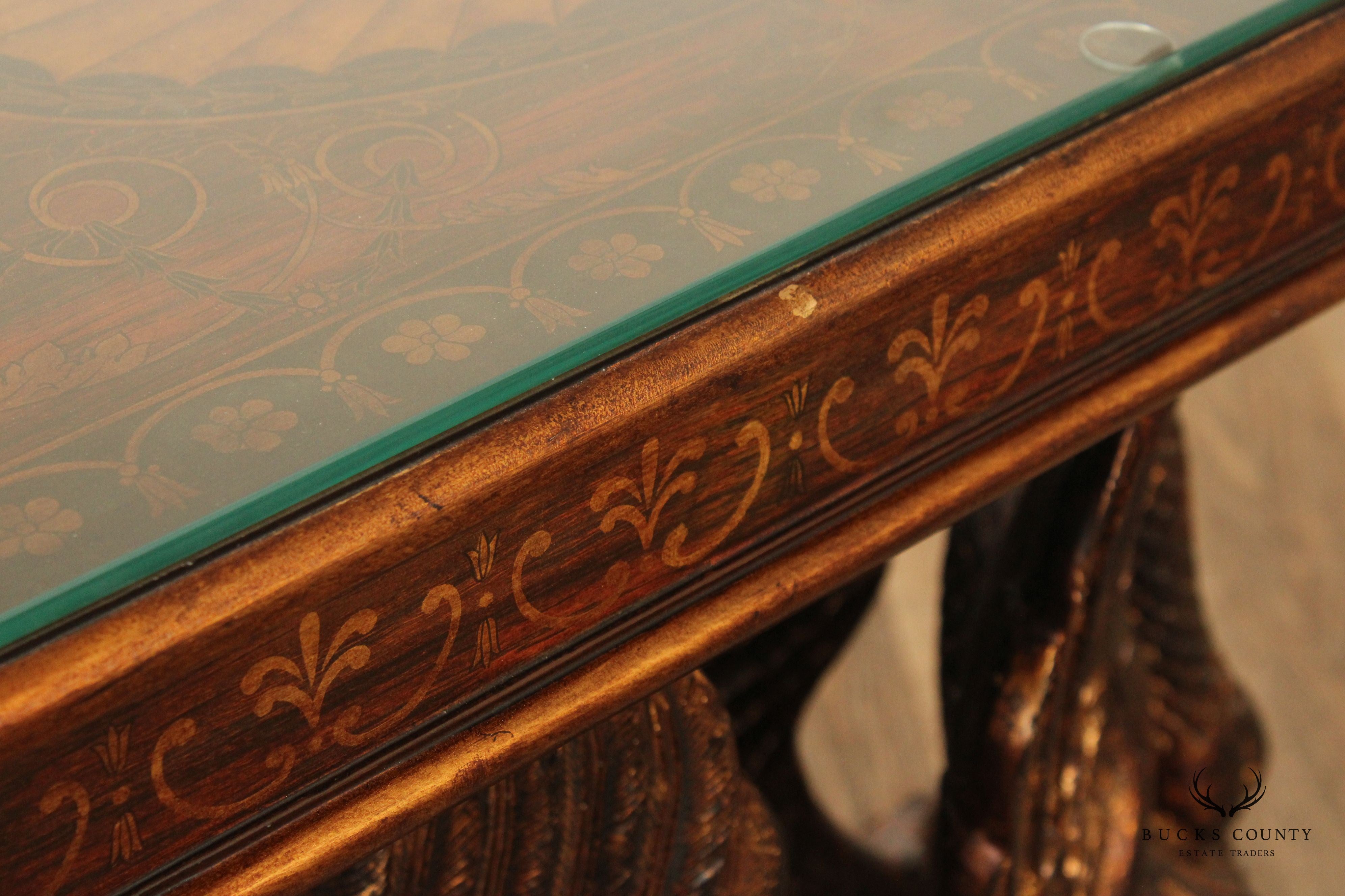 Classical Empire Style Parcel-Gilt Swan Carved Console Table