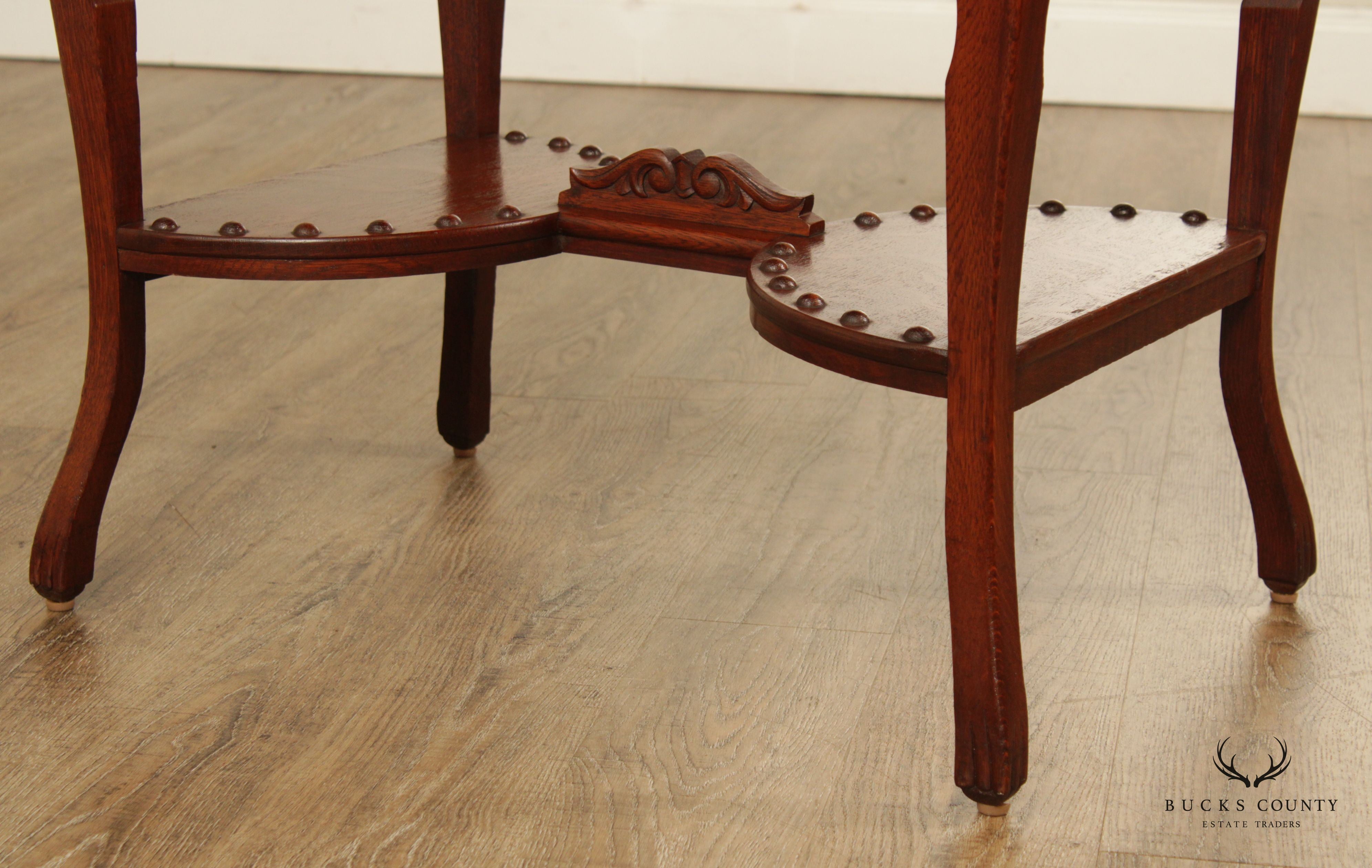 Victorian Carved Oak Music Box Table