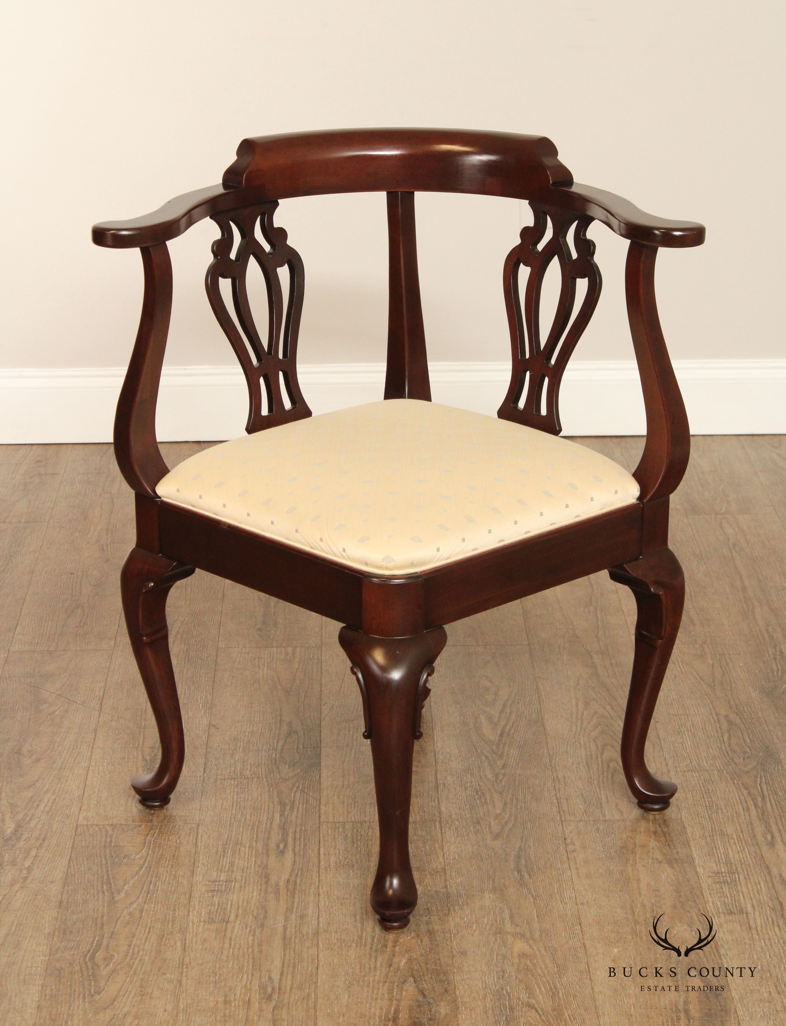 Ethan Allen Georgian Court Chippendale Style Corner Arm Chair