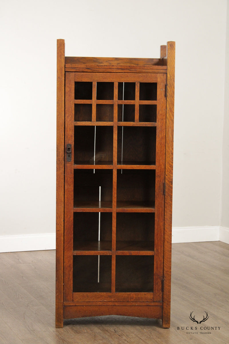 Lifetime Antique Mission Oak Glass Door Bookcase Cabinet