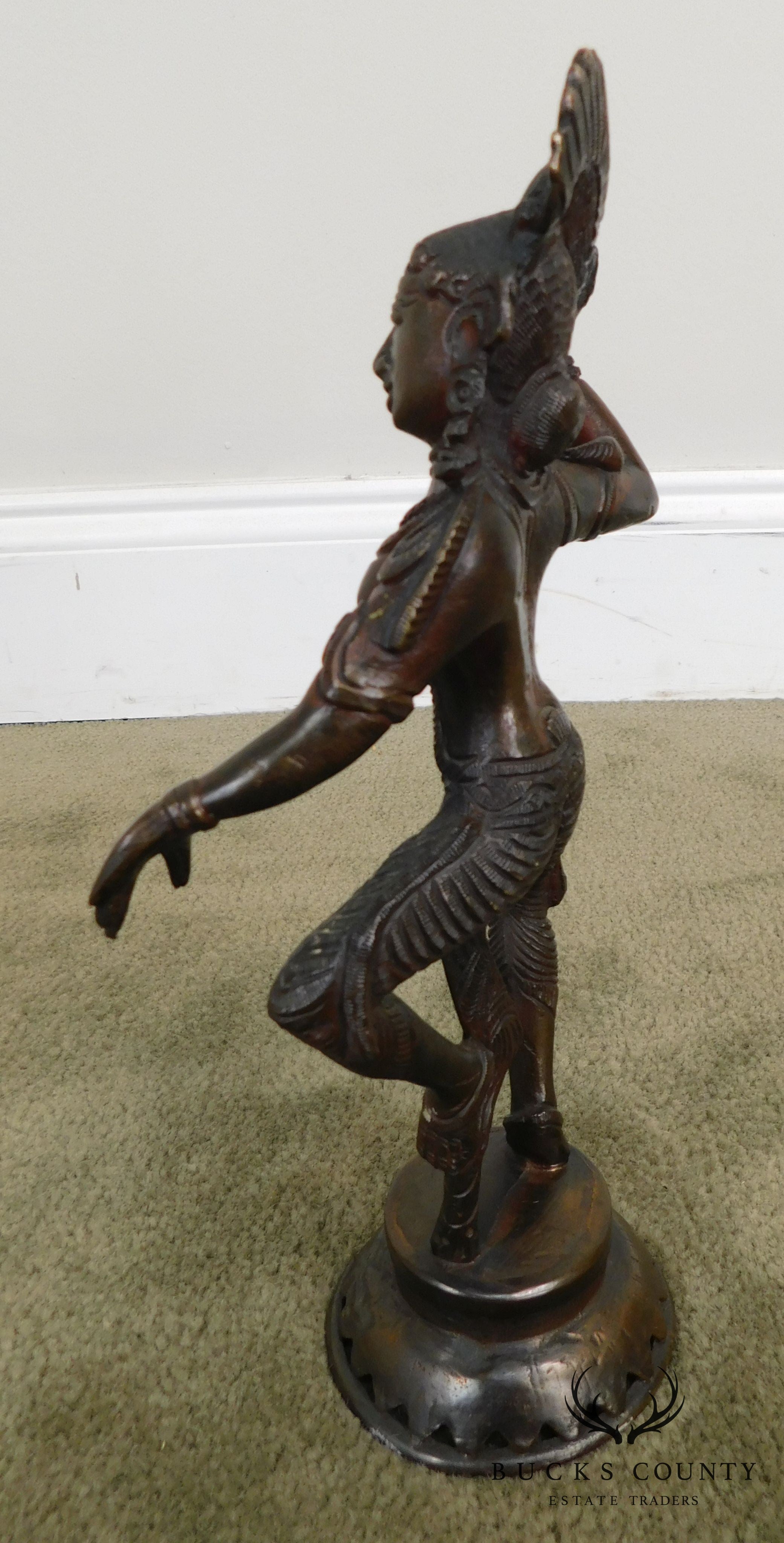 Dancing Parvati Cast Brass Figure Sculpture Standing on Lotus Blossom