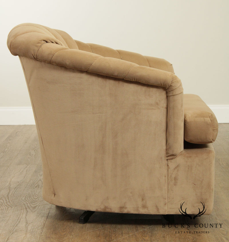 Mid Century Modern Style Channel Back Swivel Club Chair