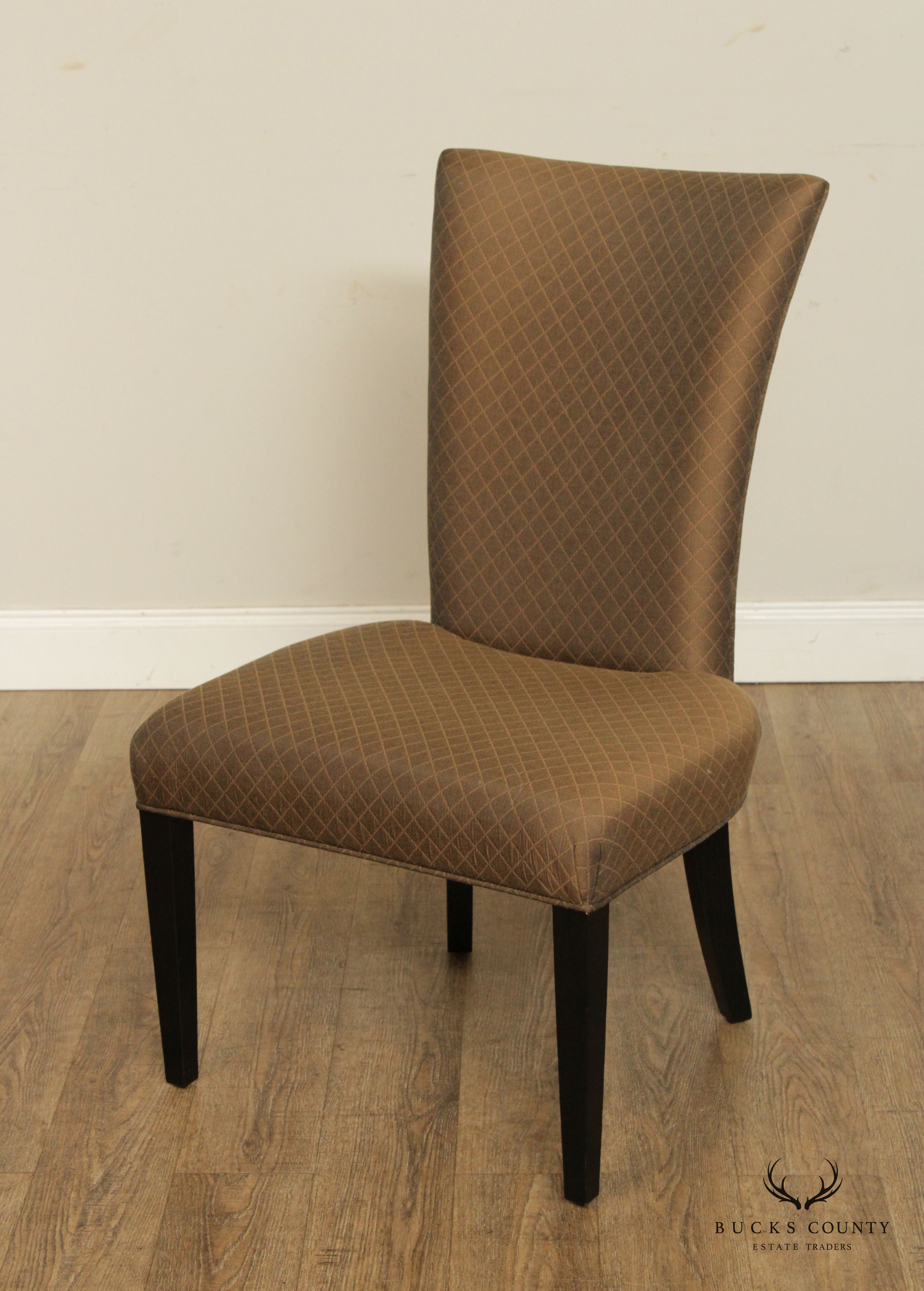 Contemporary Set of Eight Custom Upholstered Dining Chairs