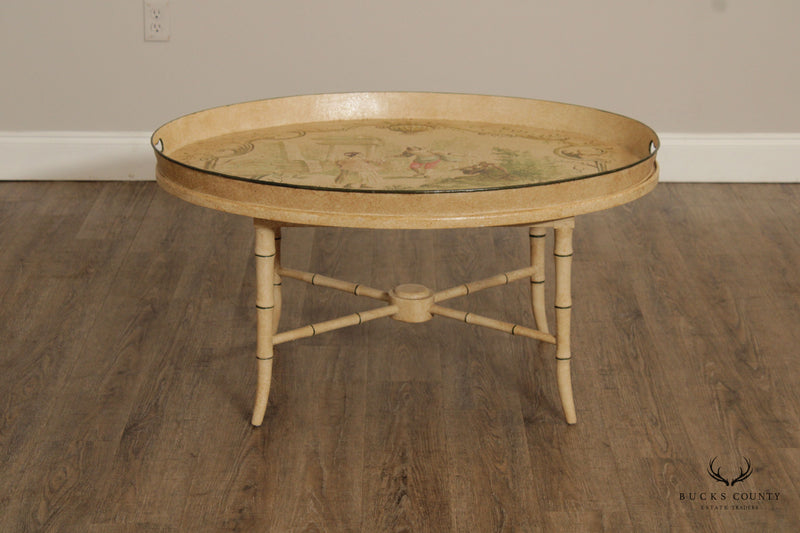 Italian Hand Painted Tole Tray Top Coffee Table