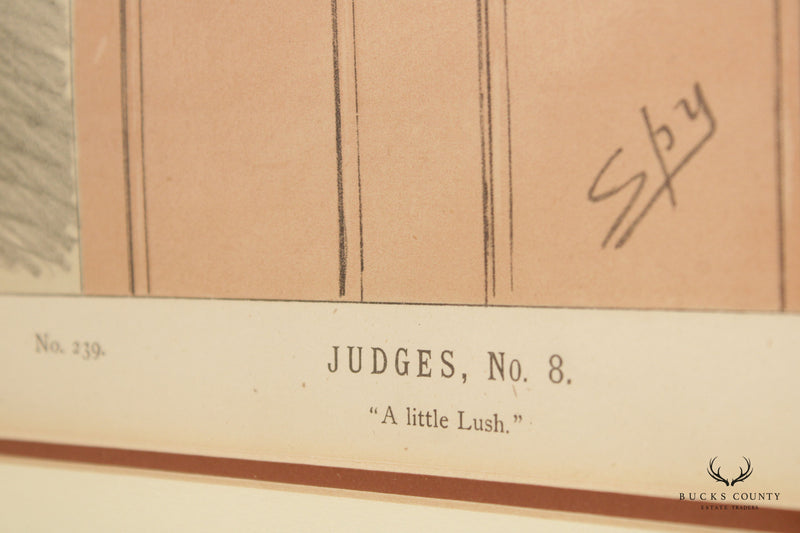 Vanity Fair 'Judges, No. 8, A Little Lush' Cartoon Lithograph, Custom Framed