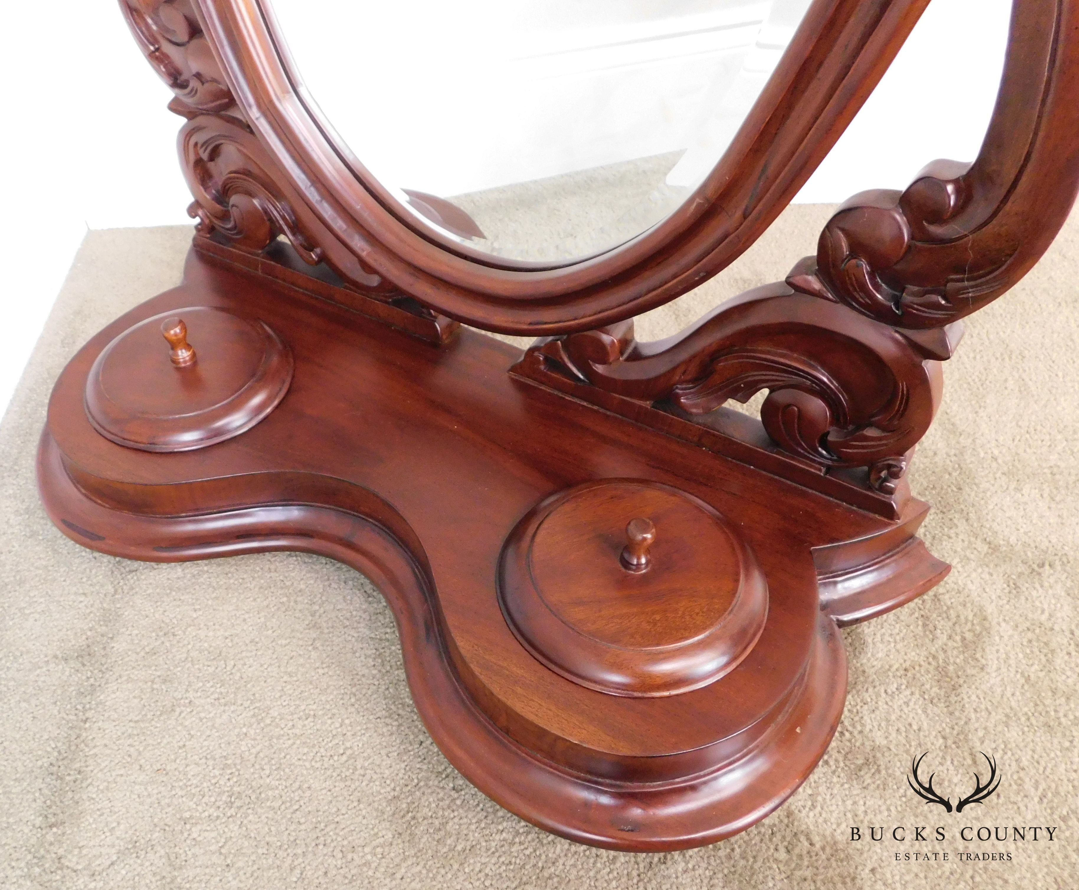 Victorian Style Solid Mahogany Shaving Mirror