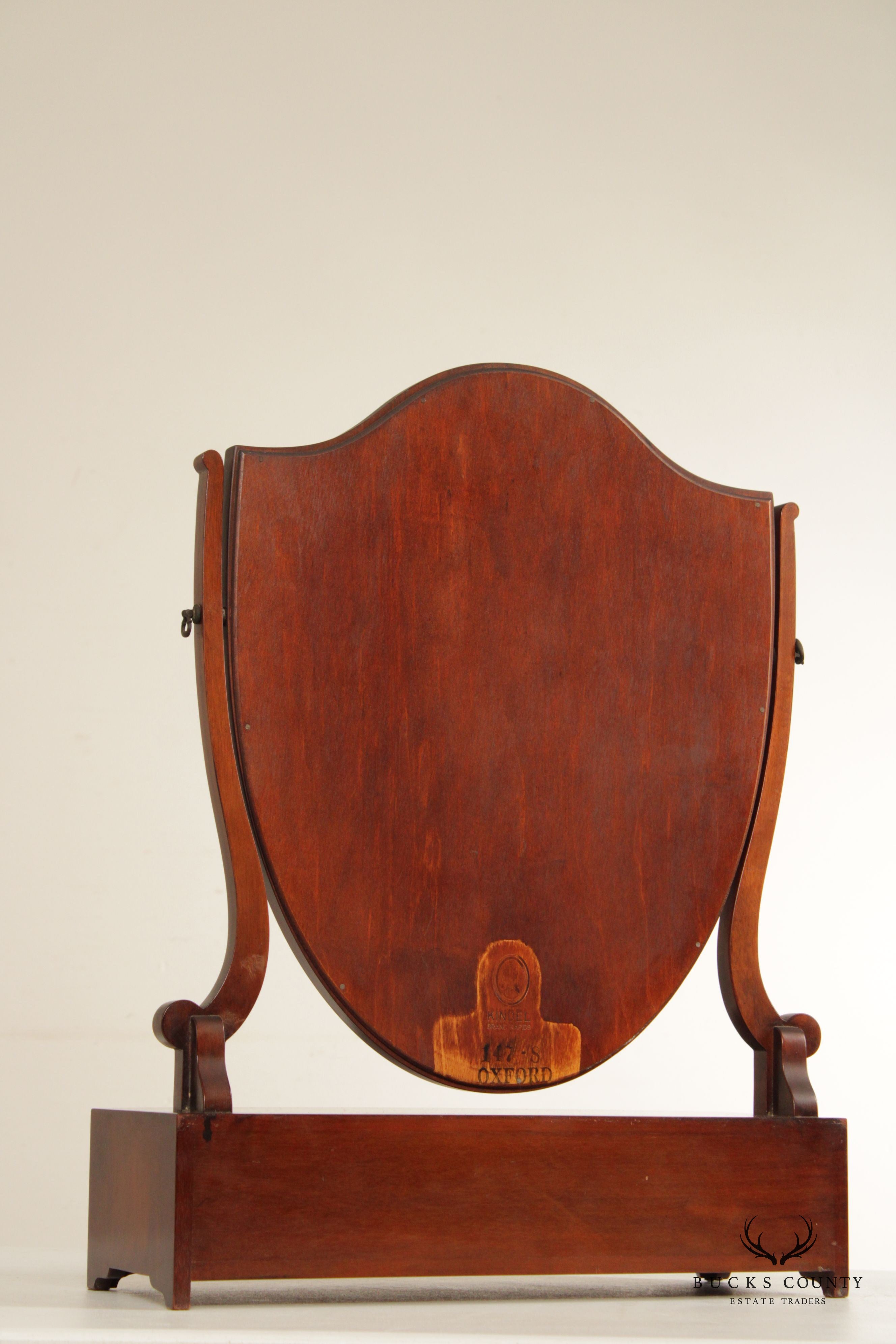 Kindel 1940's Vintage Mahogany Shield Dressing Mirror