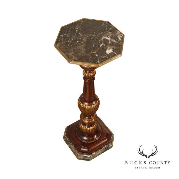 Theodore Alexander Parcel Gilt Marble Top Pedestal