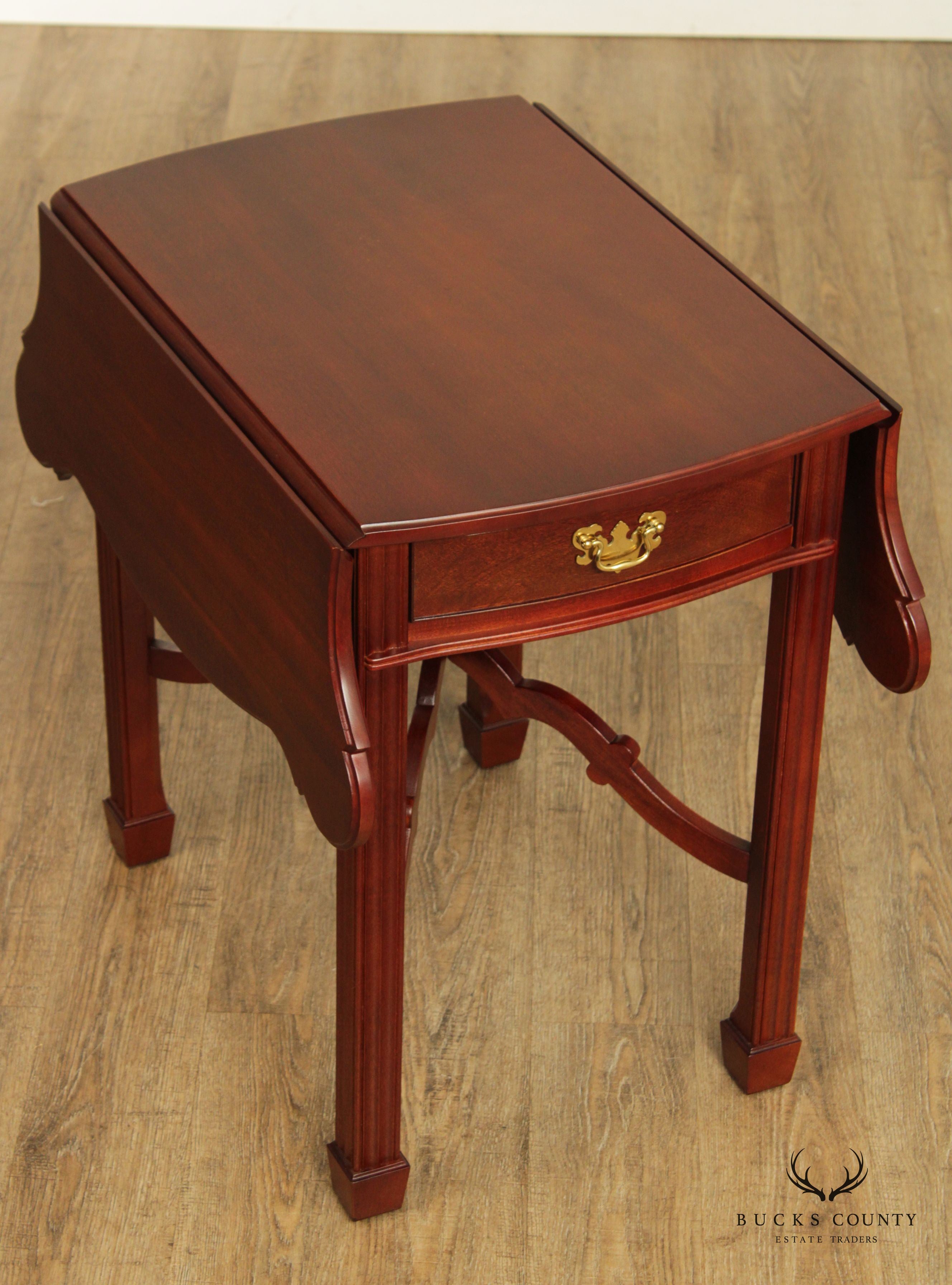 Thomas Borthwick Chippendale Style Pair of Mahogany Pembroke Tables, American Museum Classics