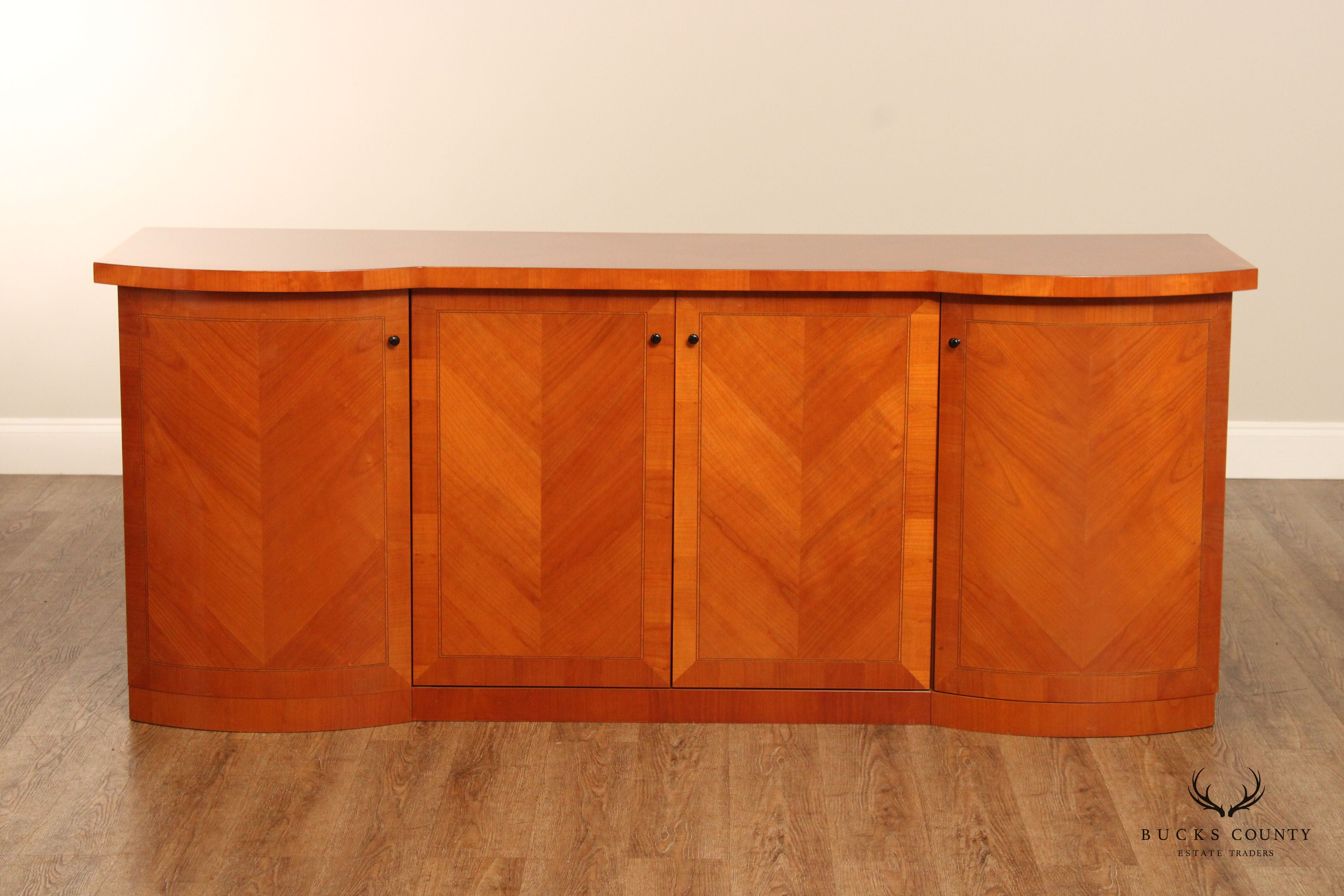 John Turano and Sons Italian Lacquered Cherry Chevron Pattern Sideboard By John Turano and Sons (Not Labeled)