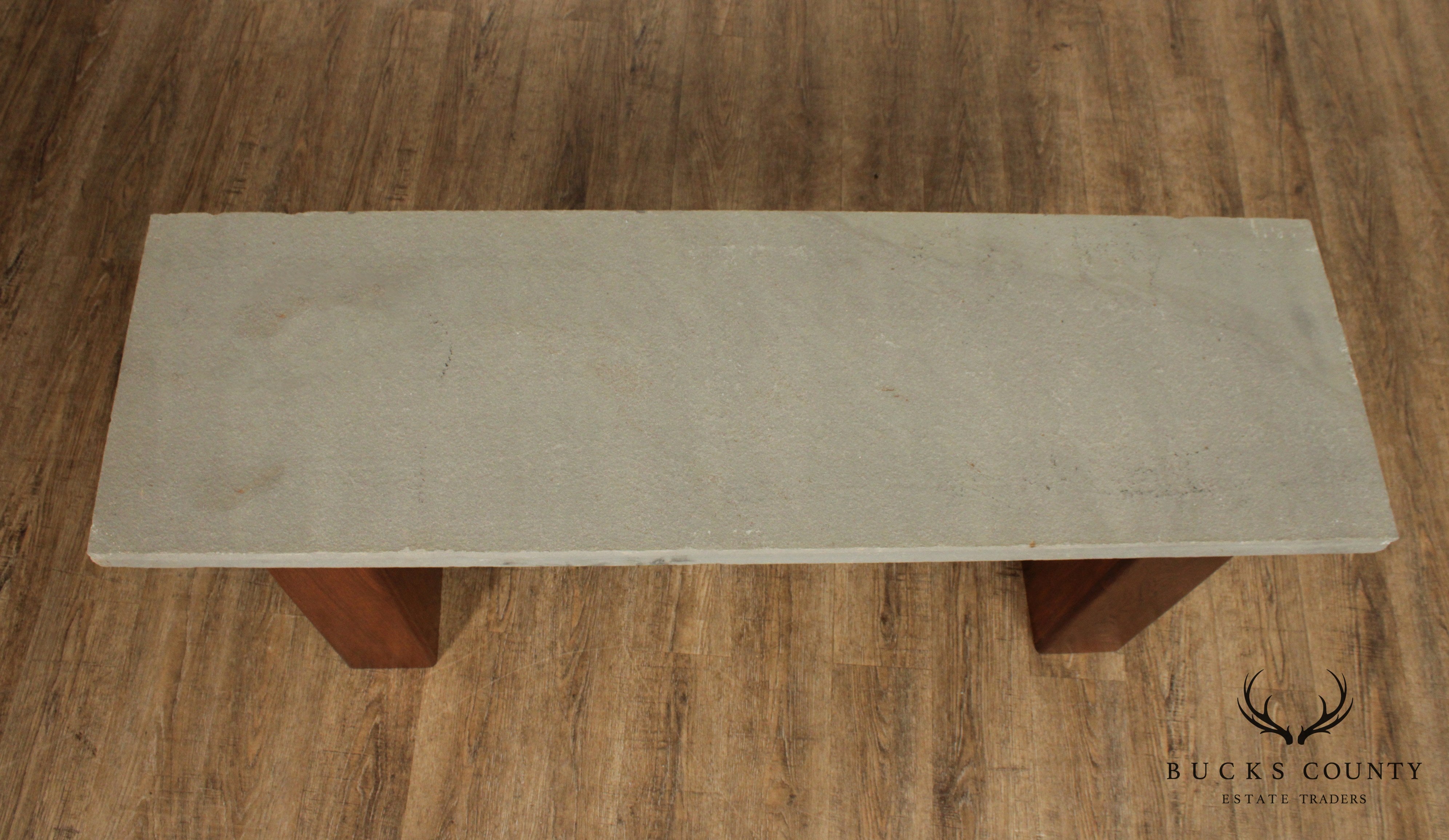 Mid Century Modern Style Slate Top Walnut Bench