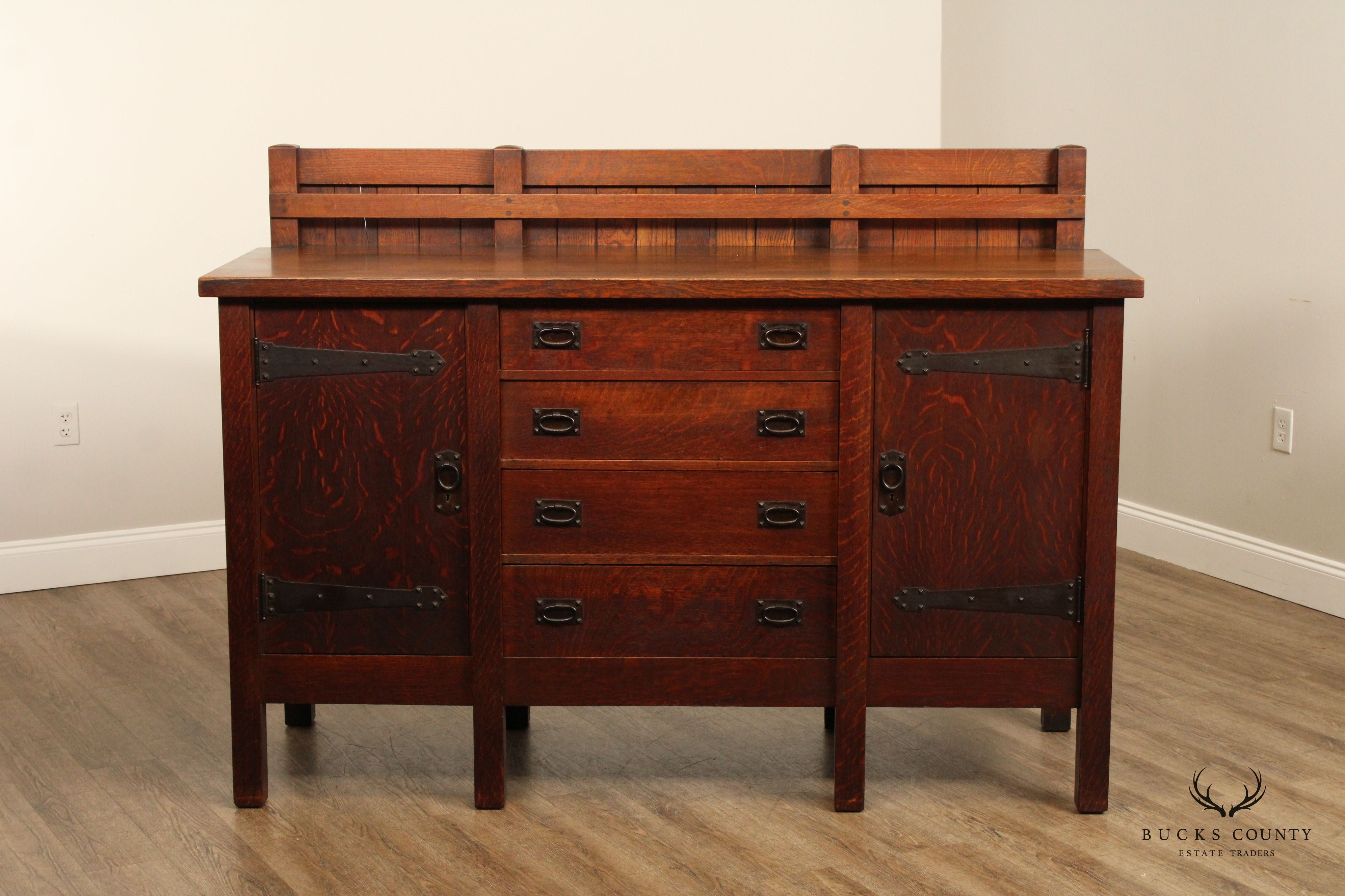 Gustav Stickley Mission Eight Leg Oak Sideboard