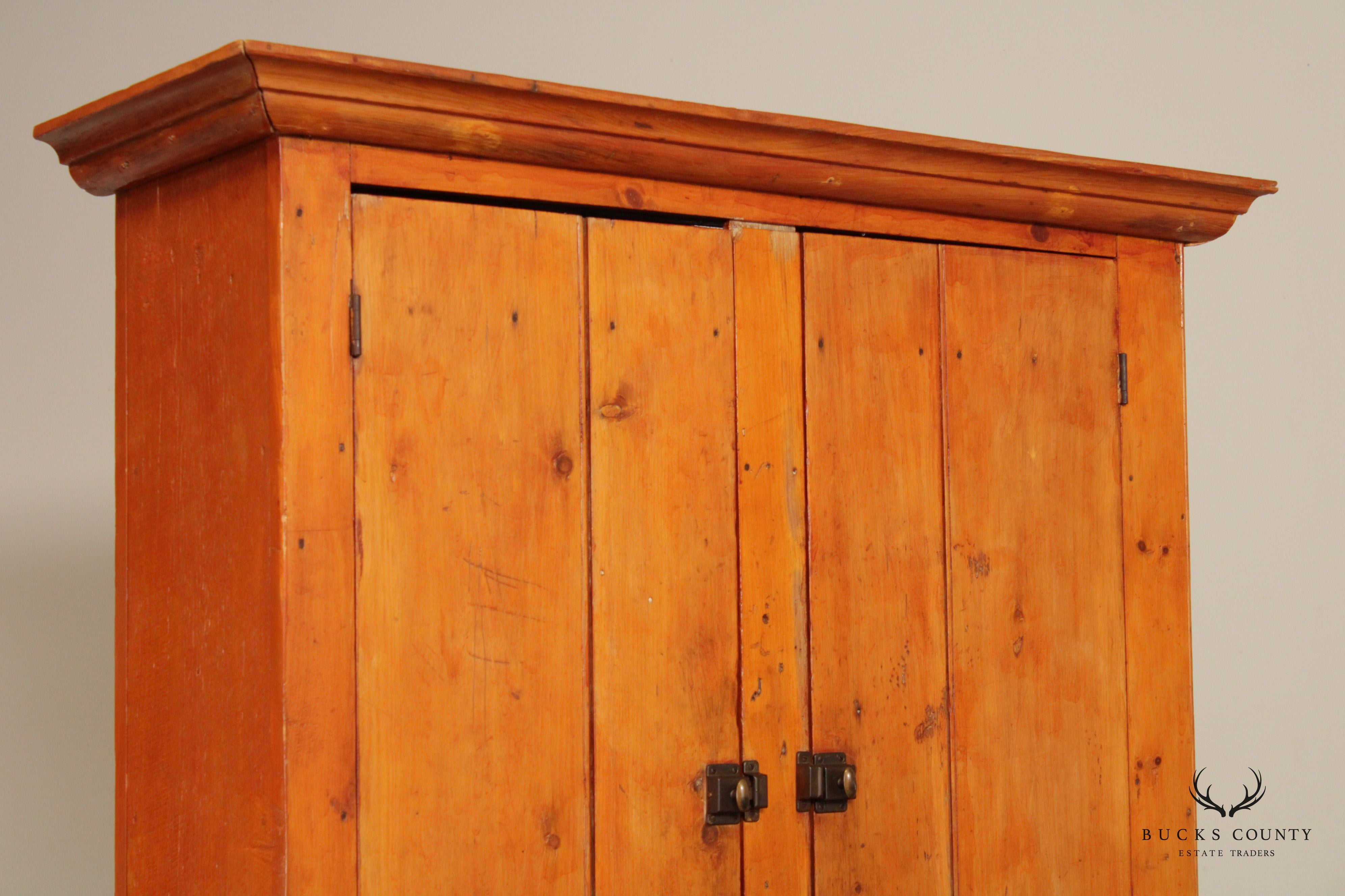 Antique Farmhouse Pine Dry Sink Hutch Cabinet