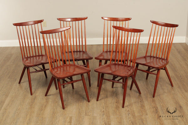 Cesare Occhi Studio Crafted Set Of 6 Spindle Back Cherry Dining Chairs