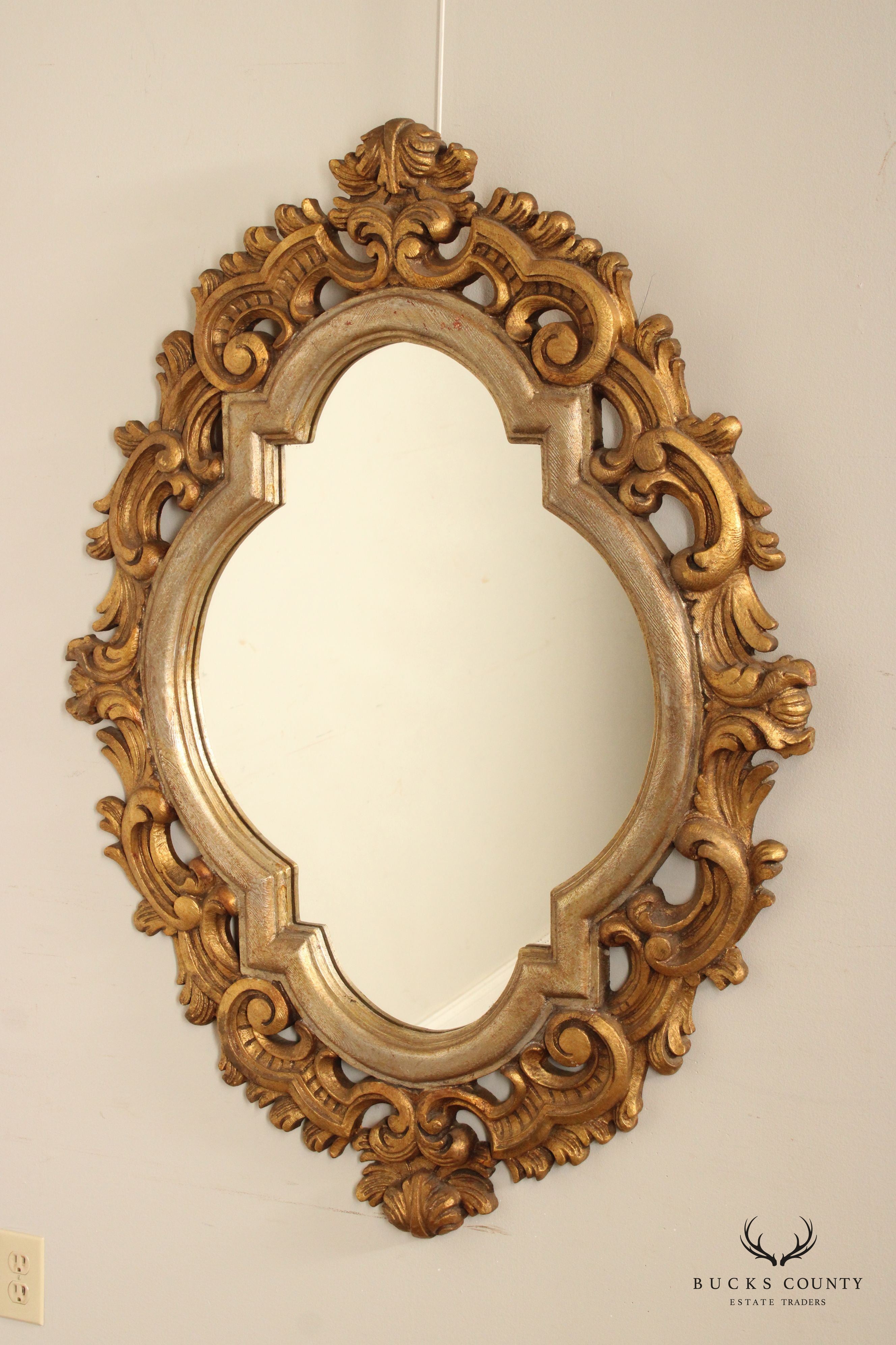 Spanish Revival Style Carved Gilt Large Wall Mirror