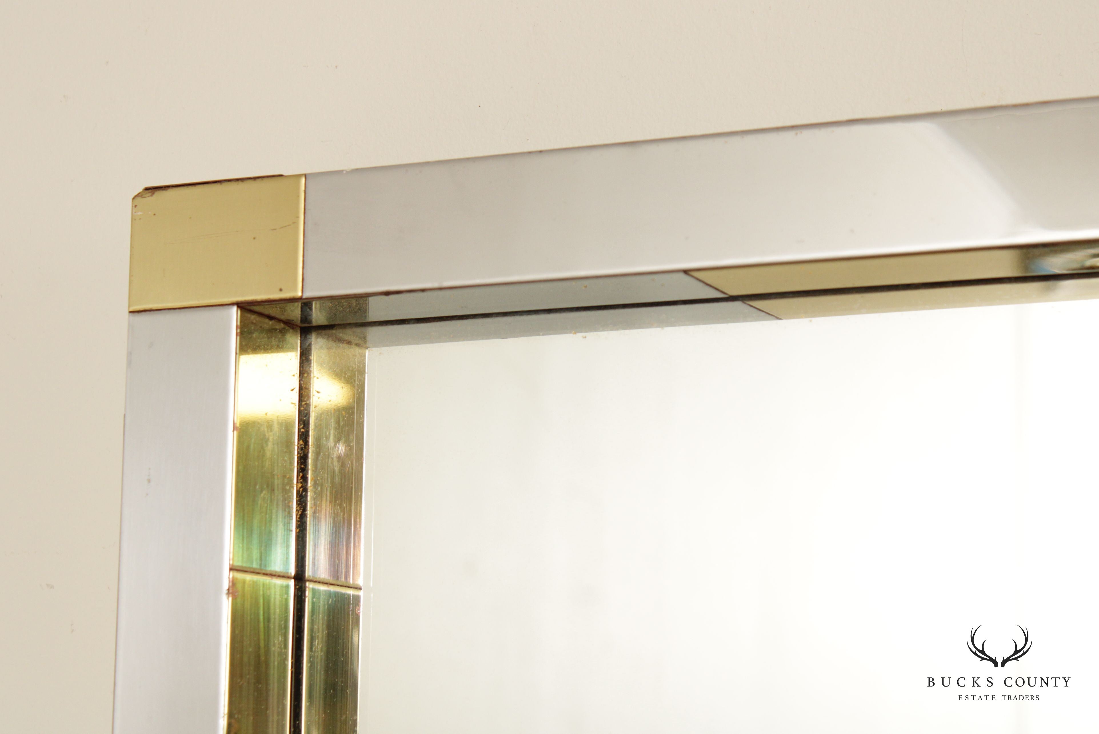 Paul Evans 'Cityscape' Brass and Chrome Full Length Mirror