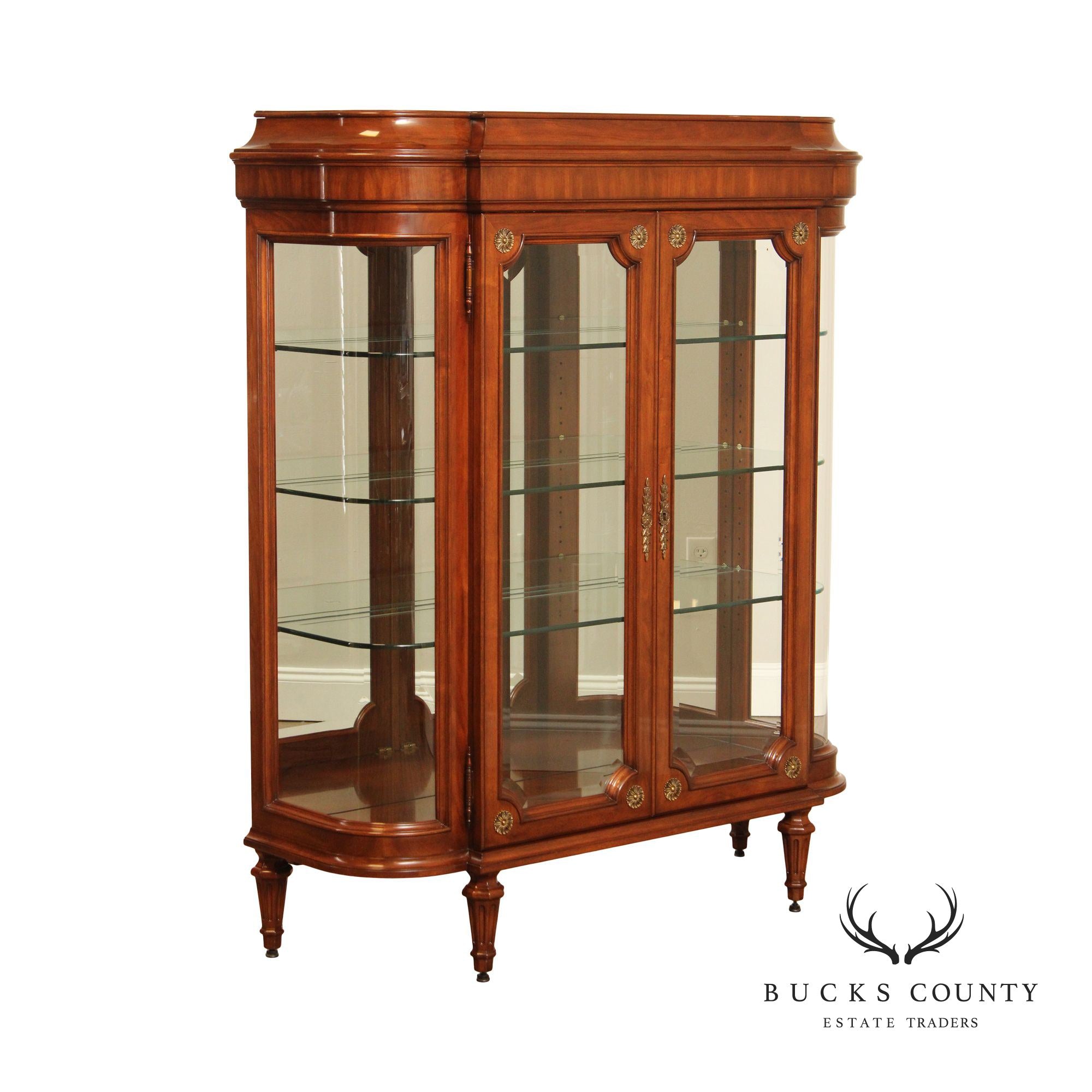 Karges Louis XVI Style Walnut and Glass Curio Display Cabinet