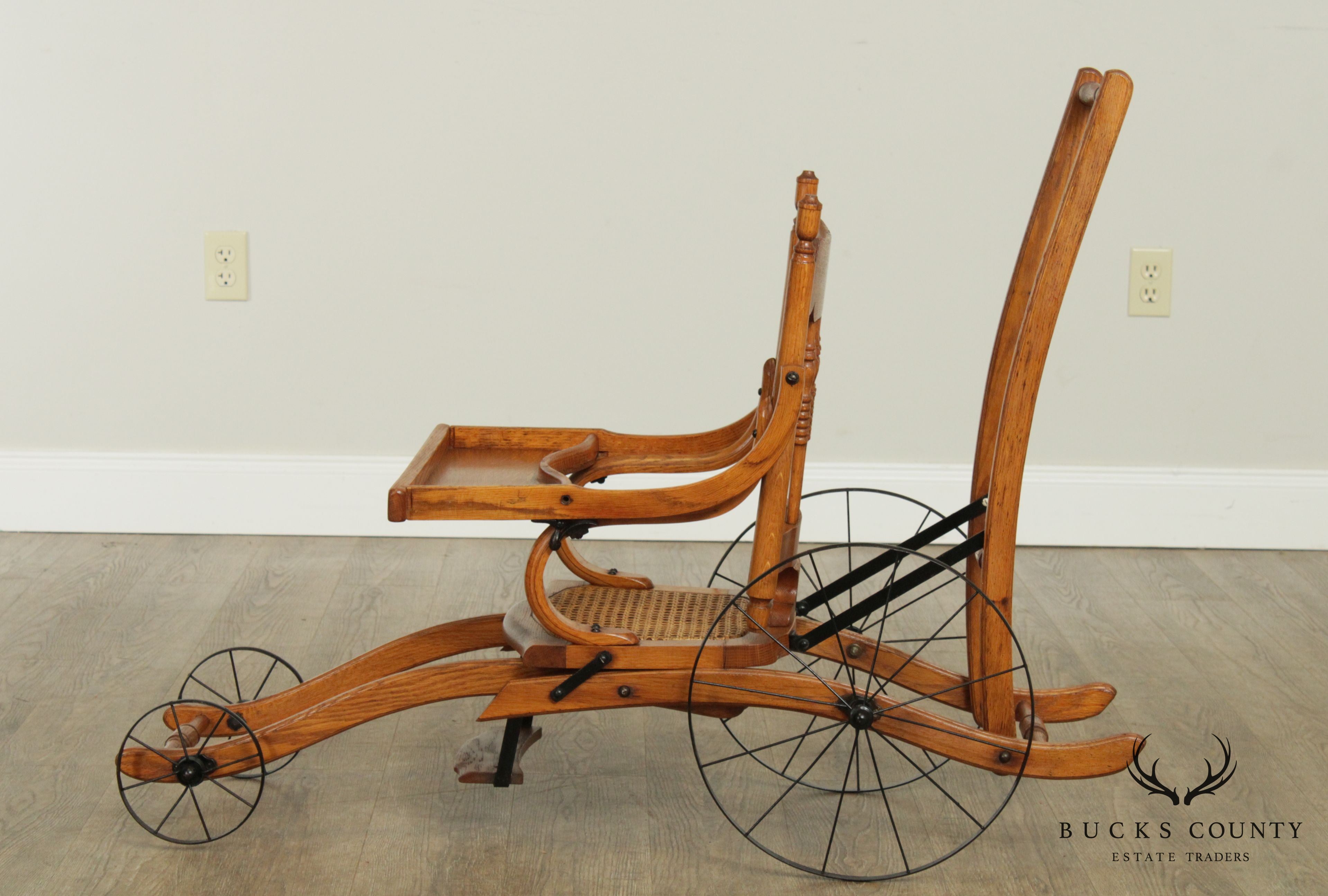 Antique Victorian Convertible High Chair Stroller