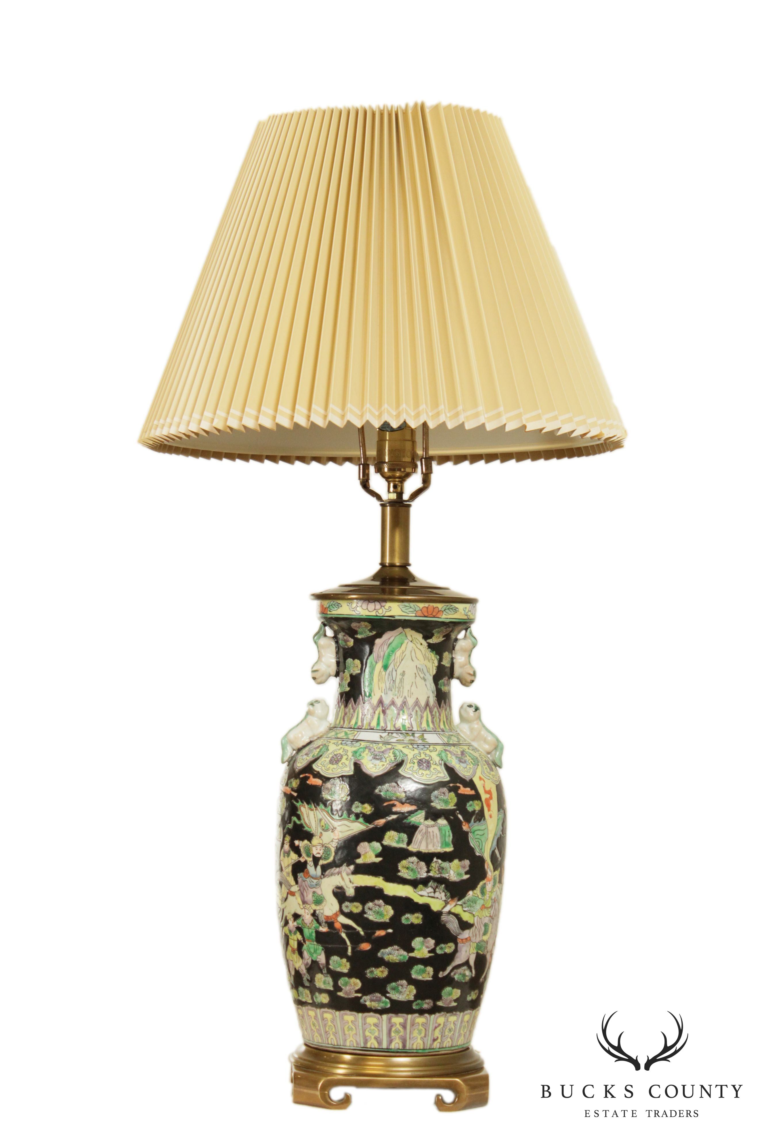 Remington Asian Pottery Brass Base Table Lamp