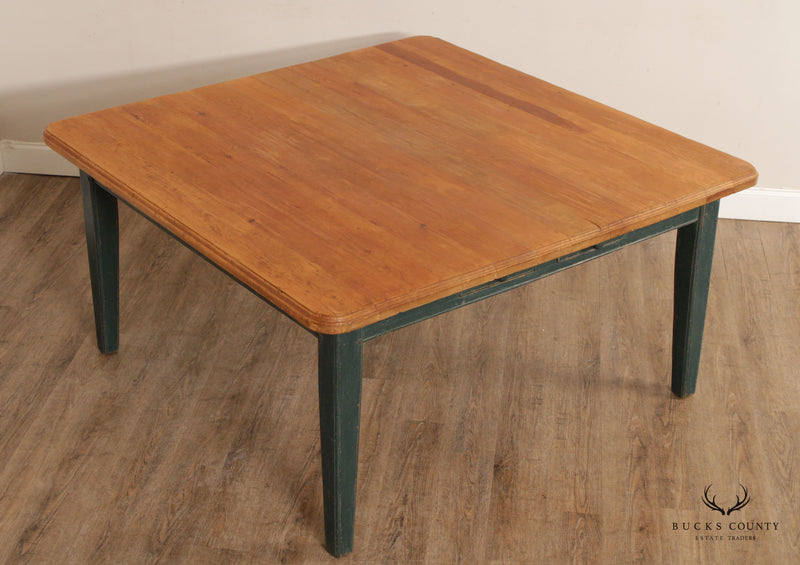 Farmhouse Style Custom Crafted Pine Large Square Harvest Table