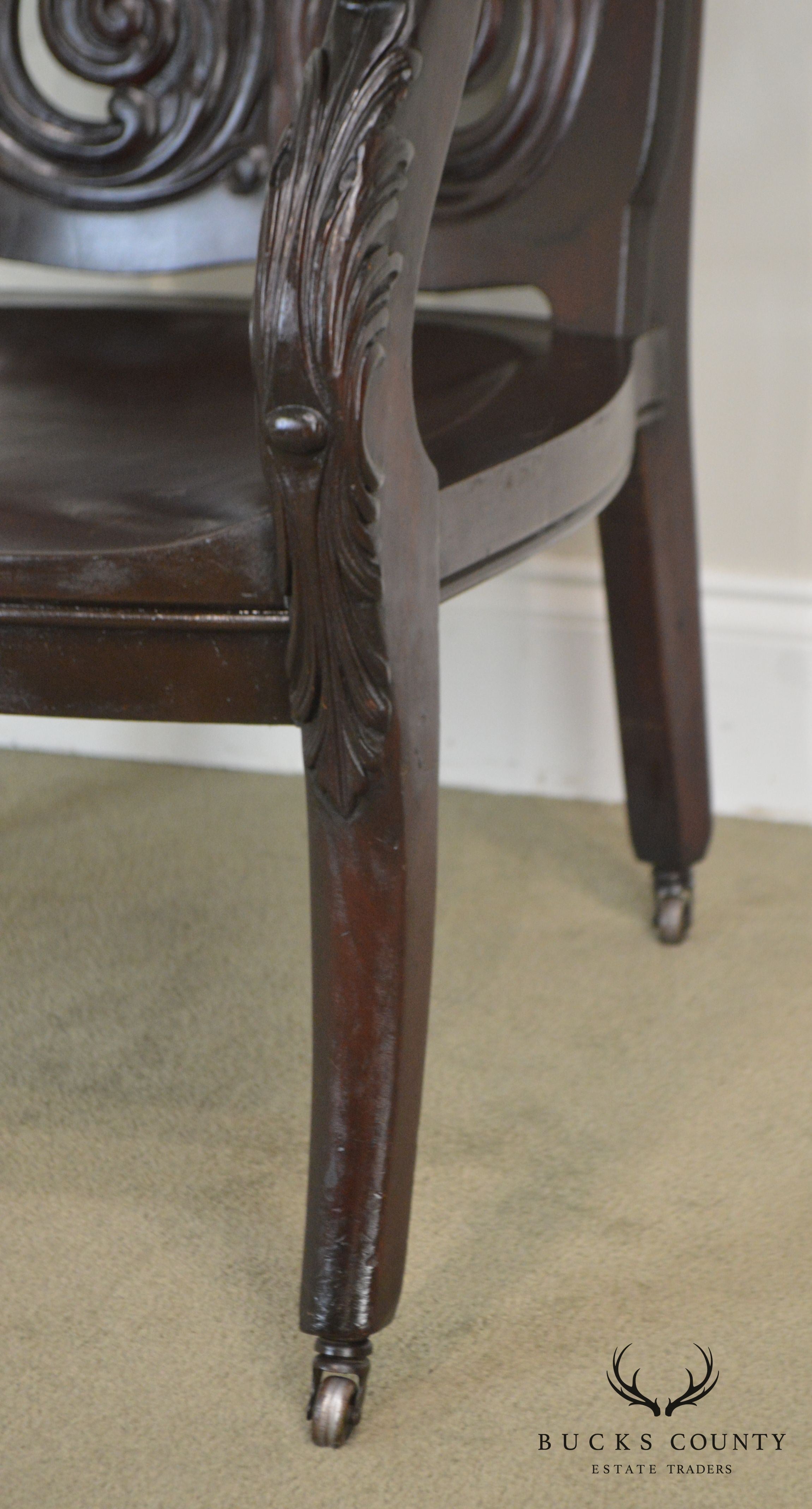 Antique 19th Century Renaissance Carved Mahogany Arm Chair