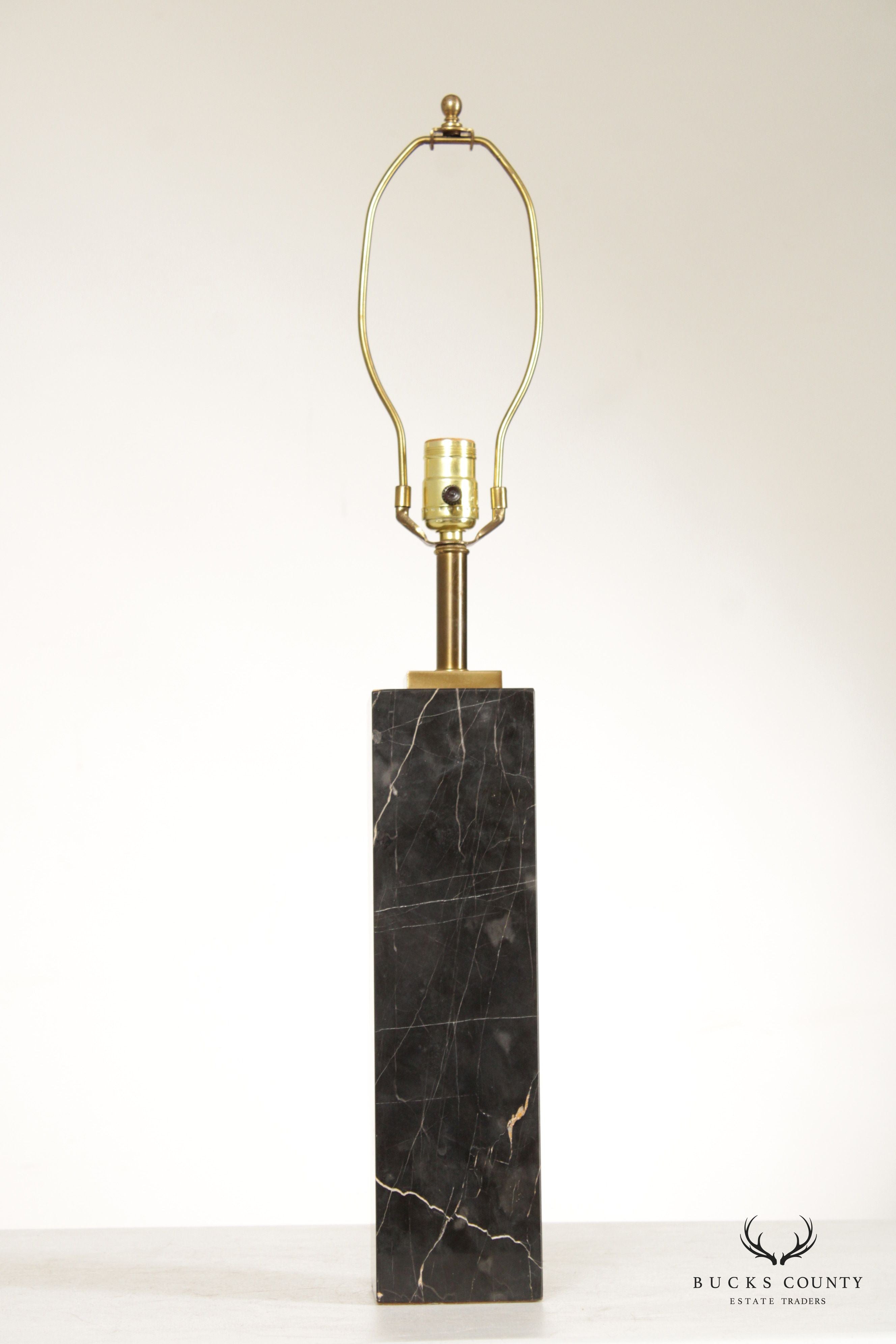 Robsjohn Gibbings Mid Century Modern Black Marble Table Lamp