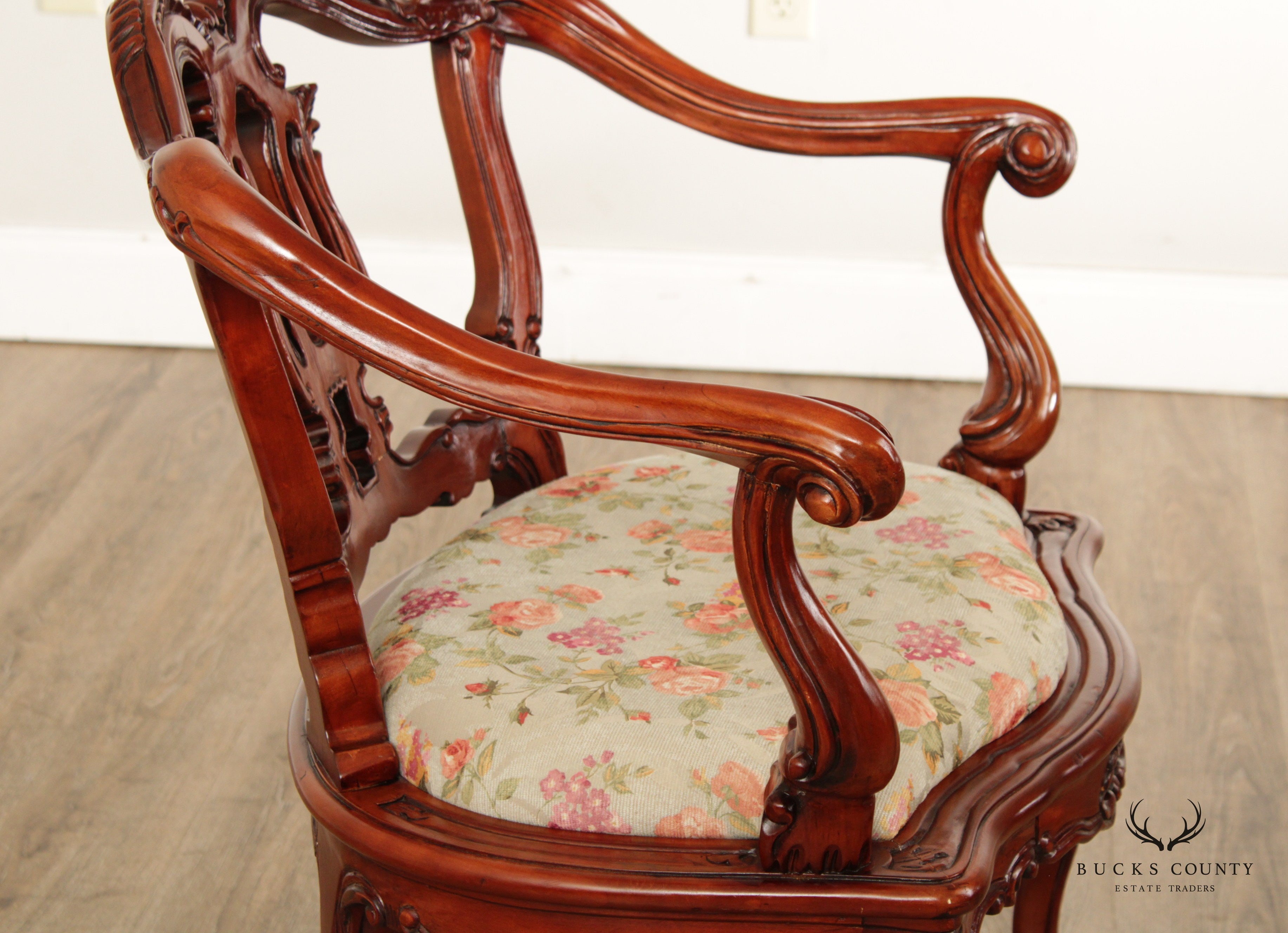 Italian Rococo Style Carved Frame Armchair