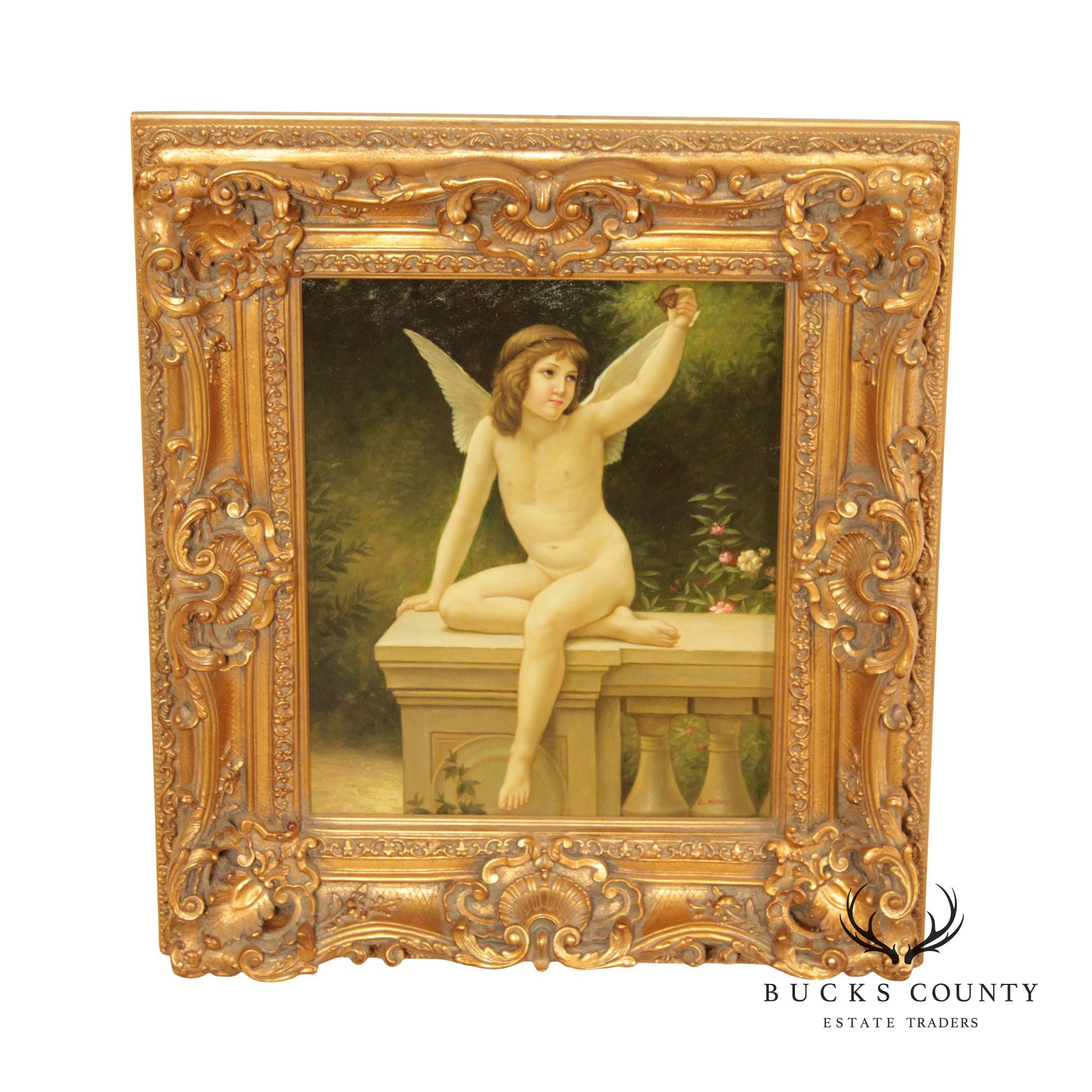 Classical Style 'Cupid' Oil Painting, After William Adolphe Bouguereau