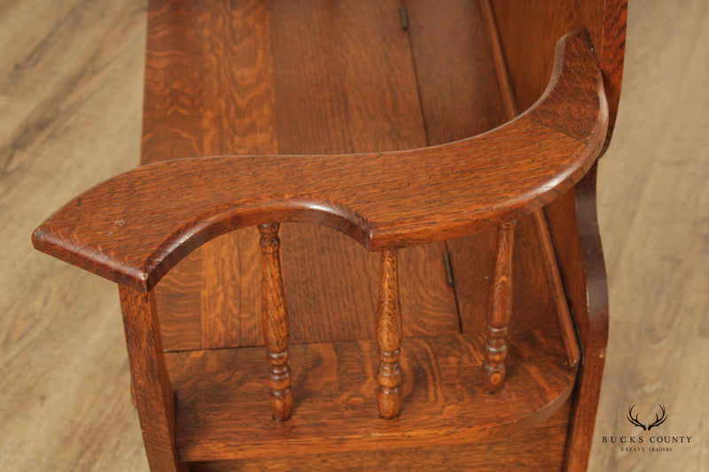 Antique Victorian Carved Oak Hall Tree Bench