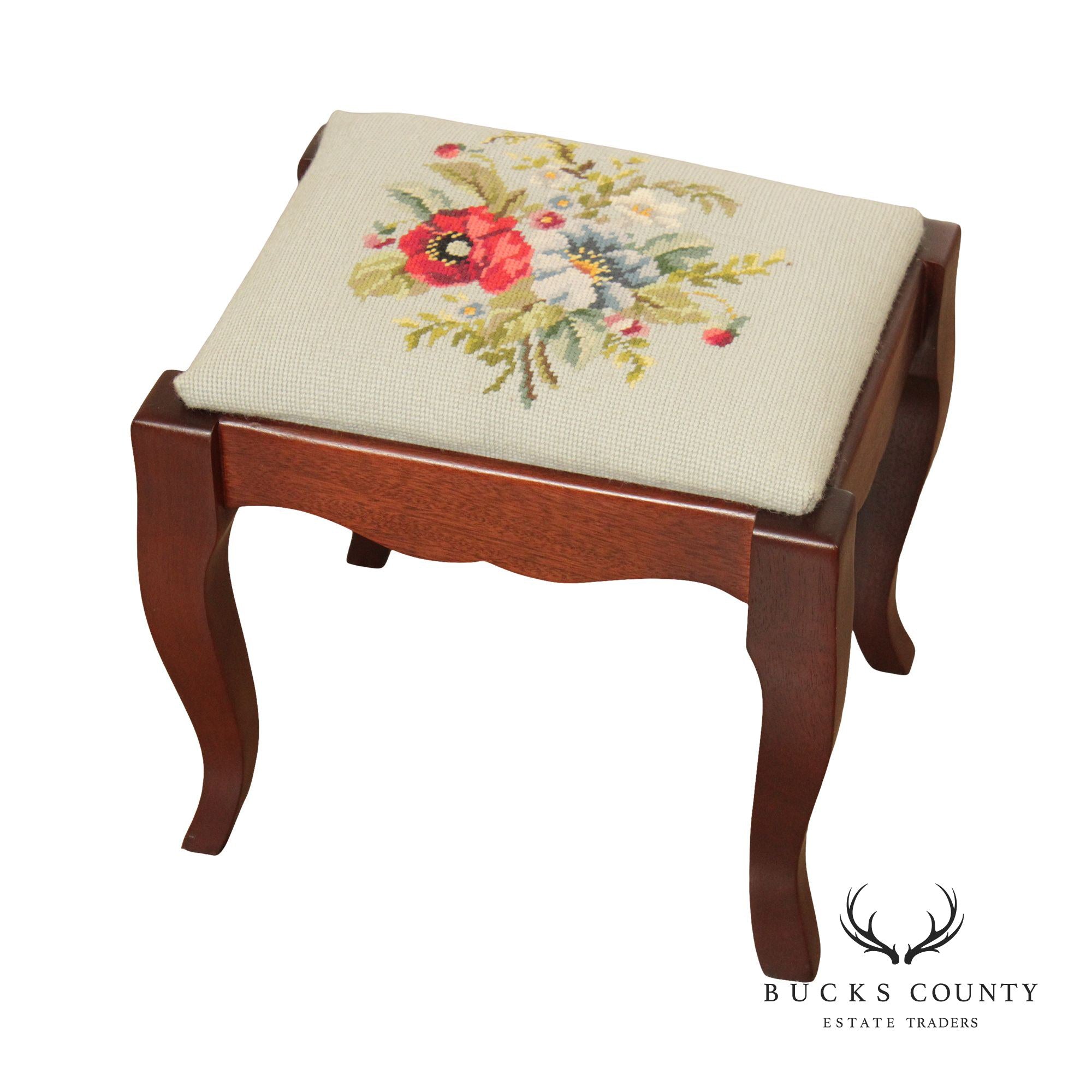 Freeman & Co. Queen Anne Style Mahogany Foot Stool