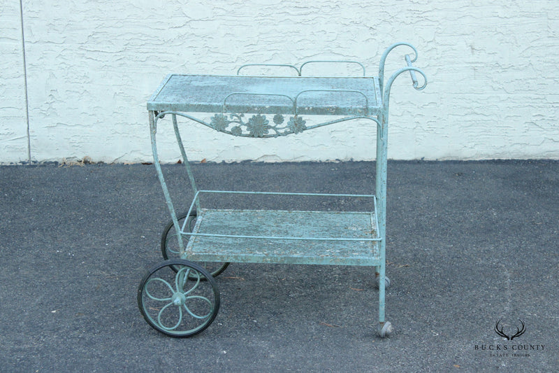 Woodard Briarwood Vintage Wrought Iron Patio Bar or Serving Cart
