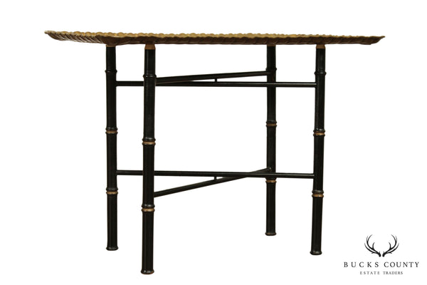Vintage Faux Bamboo Brass Tray Top Coffee Table
