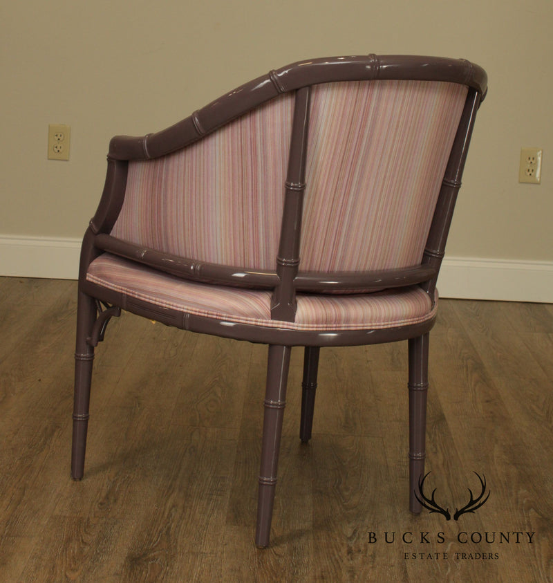 Century Furniture Faux Bamboo Mauve Lacquered Tub Chair