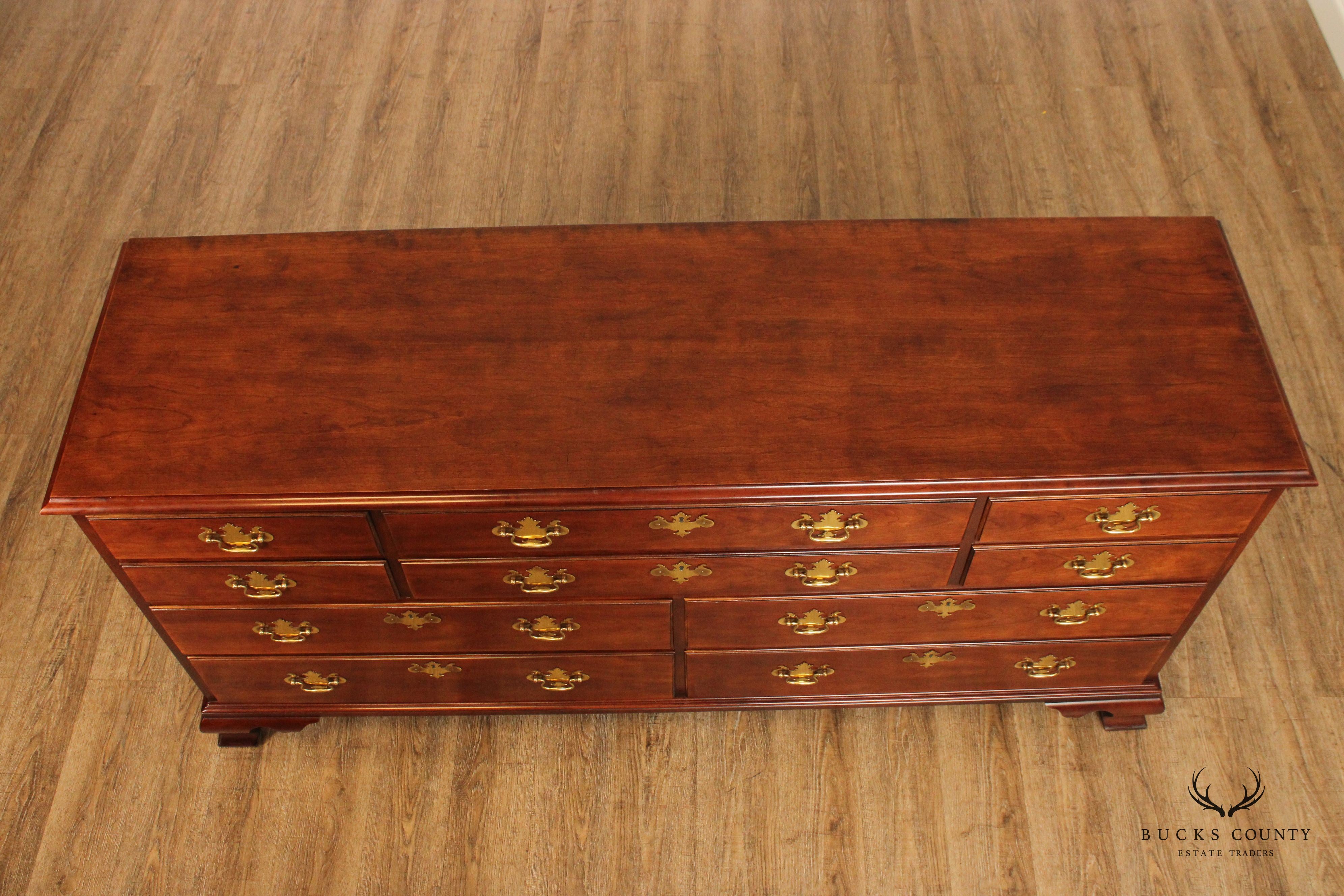 Henredon 'Salem' Chippendale Style Cherry Long Chest of Drawers