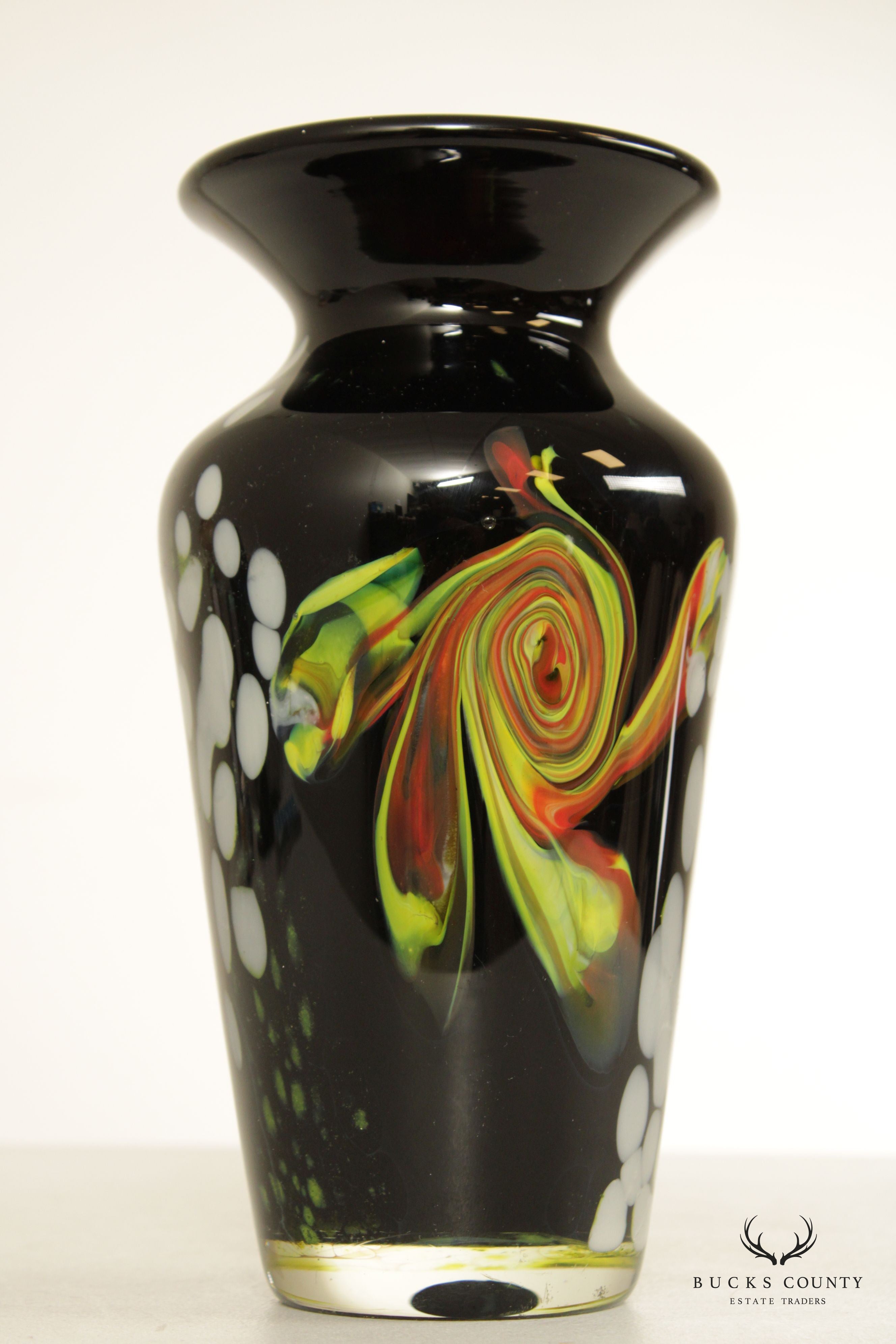 Vintage Modern Handblown Art Glass Vase