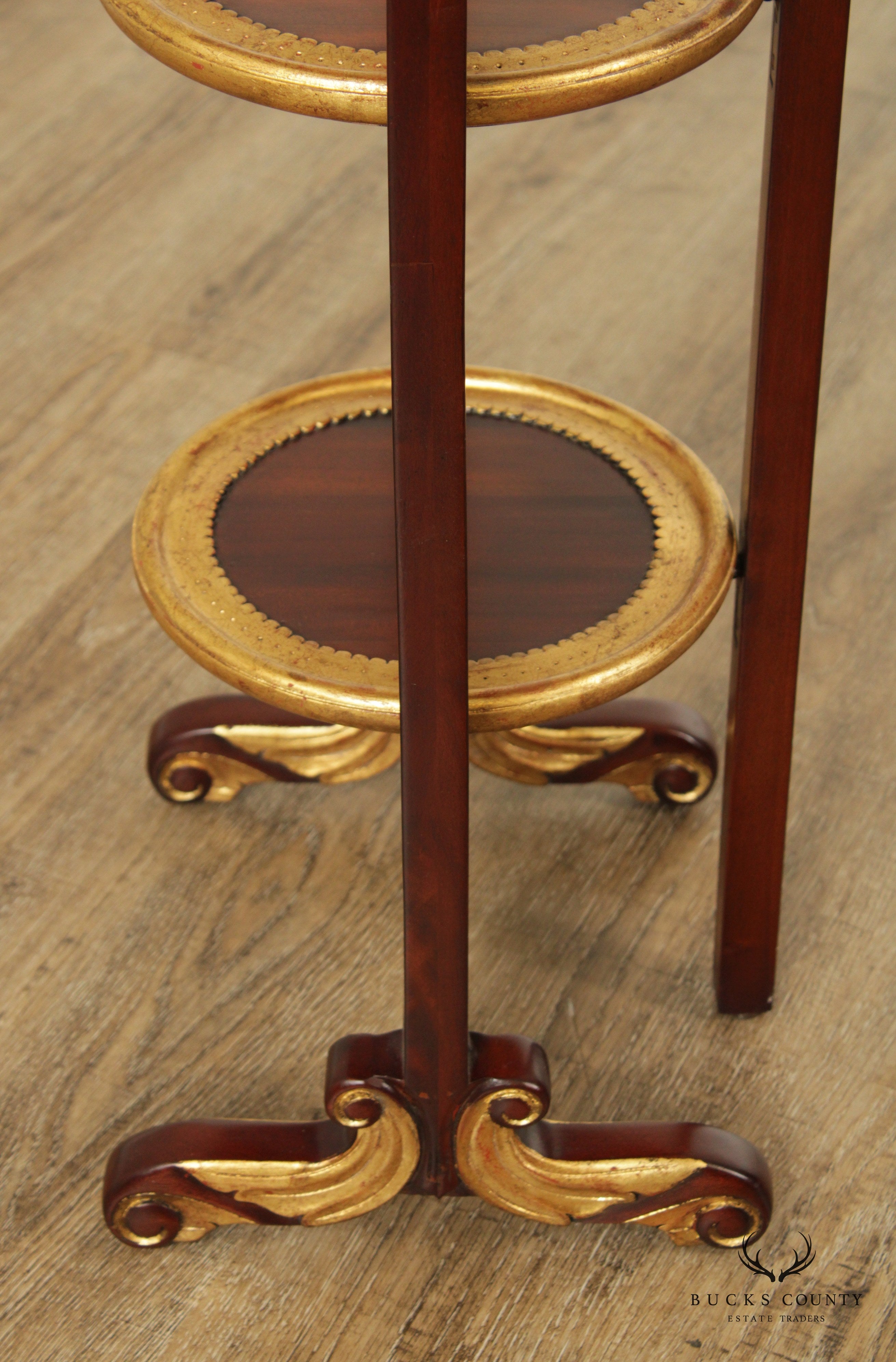 Chippendale Style Three Tier Partial Gilt Mahogany Serving Table or Muffin Stand