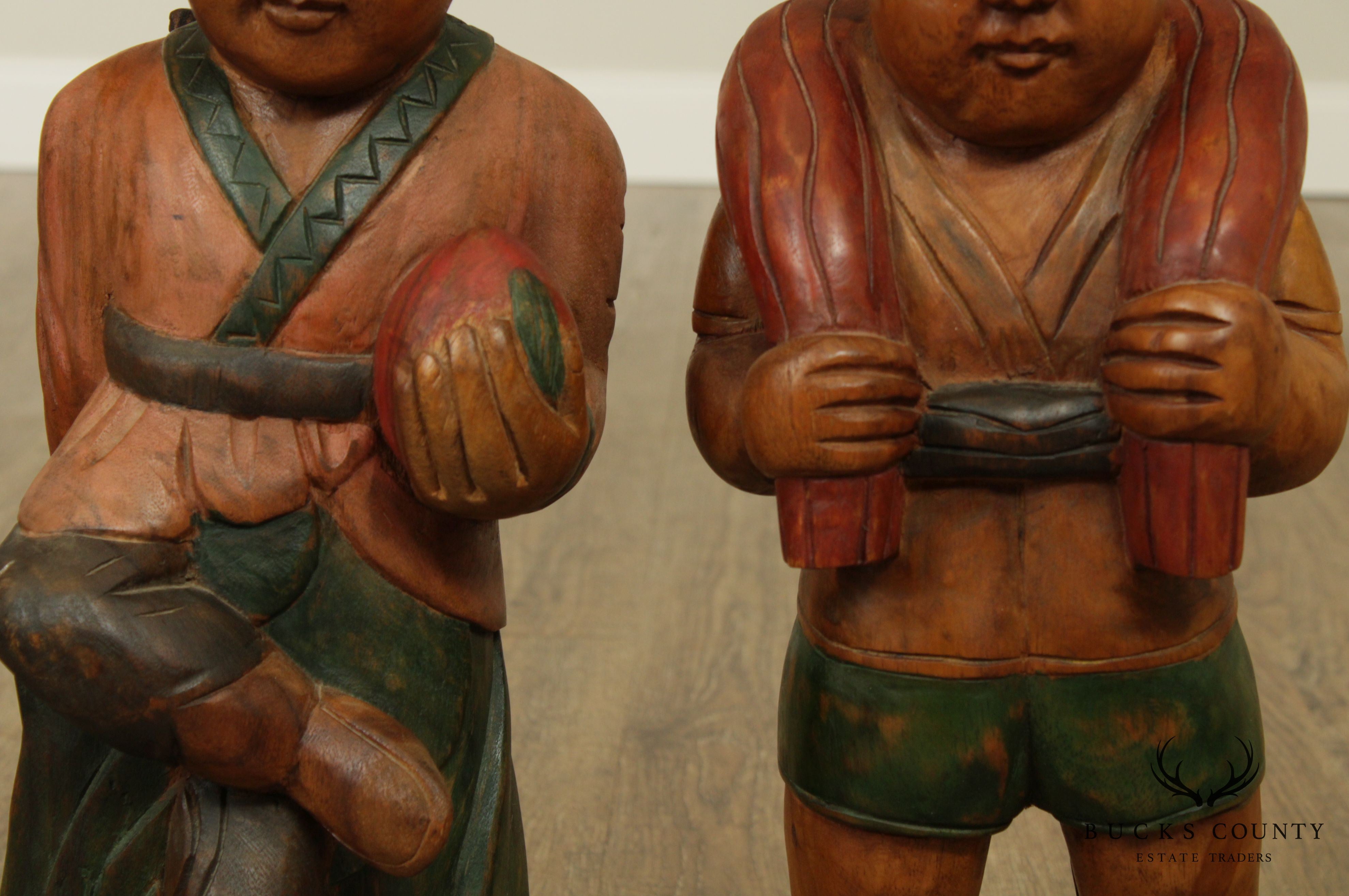 Vintage Pair Chinese Carved Figures