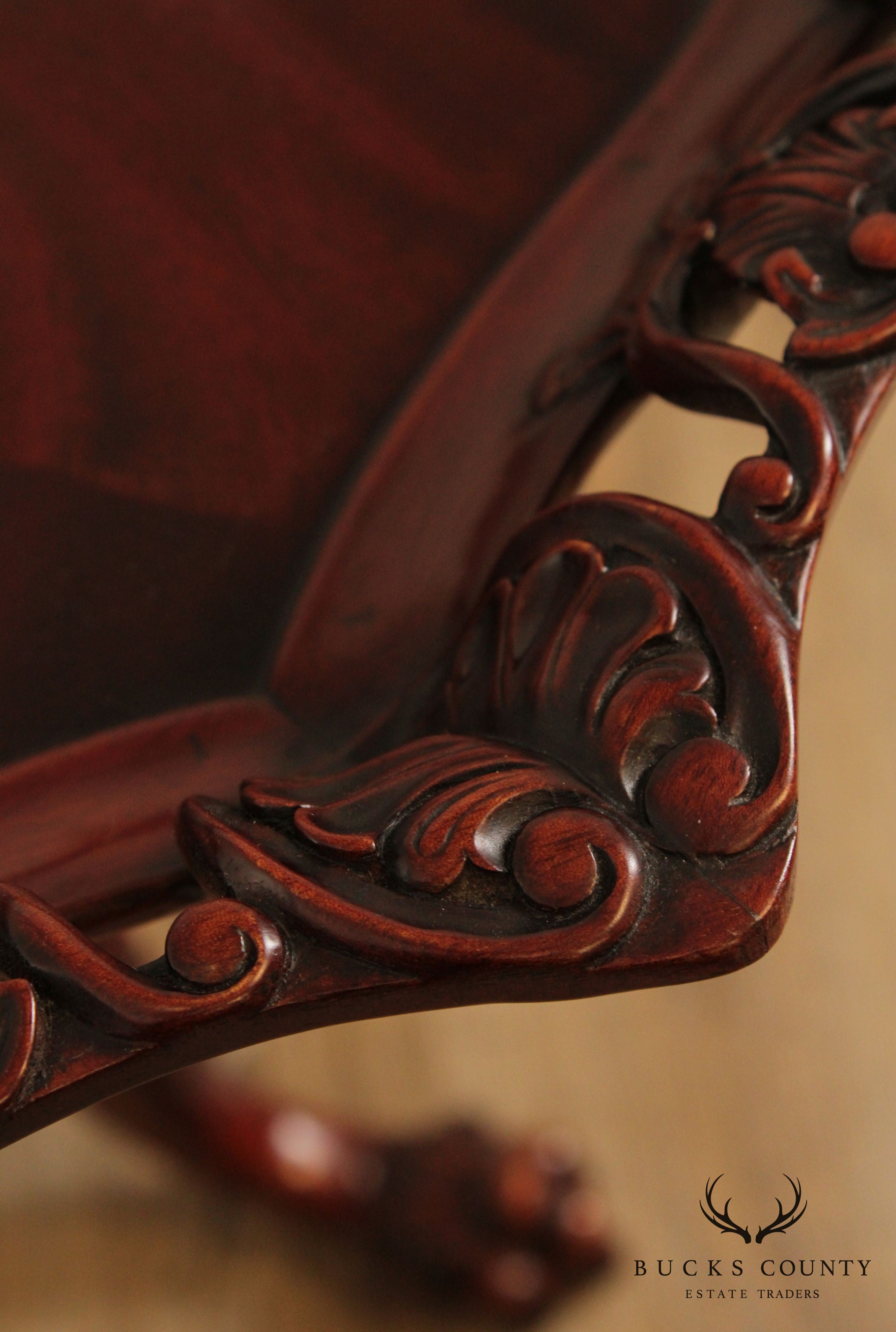 Georgian Style Carved Mahogany Pie Crust Claw Foot Side Table