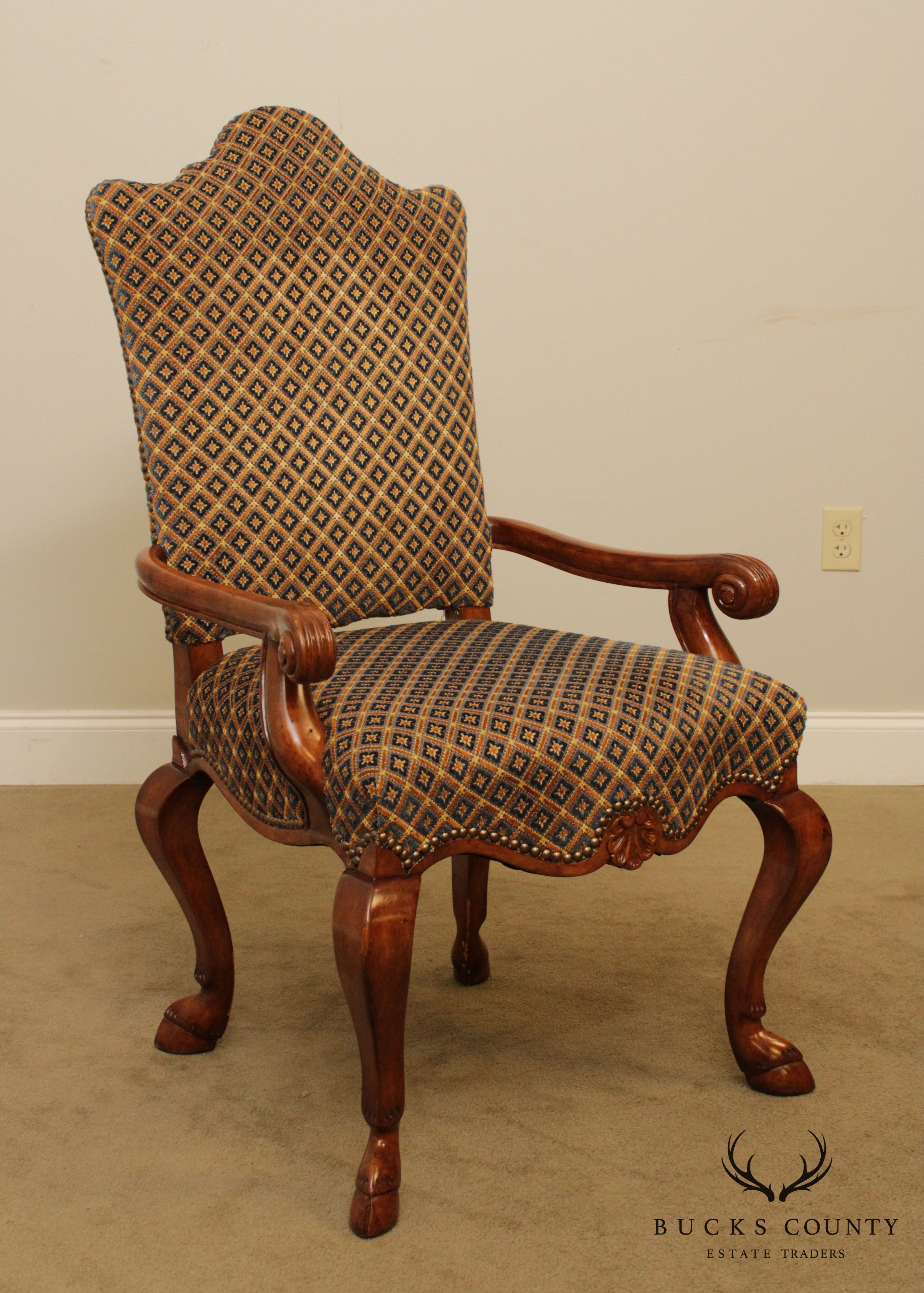 Quality Italian Hoof Foot Upholstered Armchair