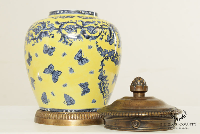 Chinese Porcelain Brass Mounted Urn