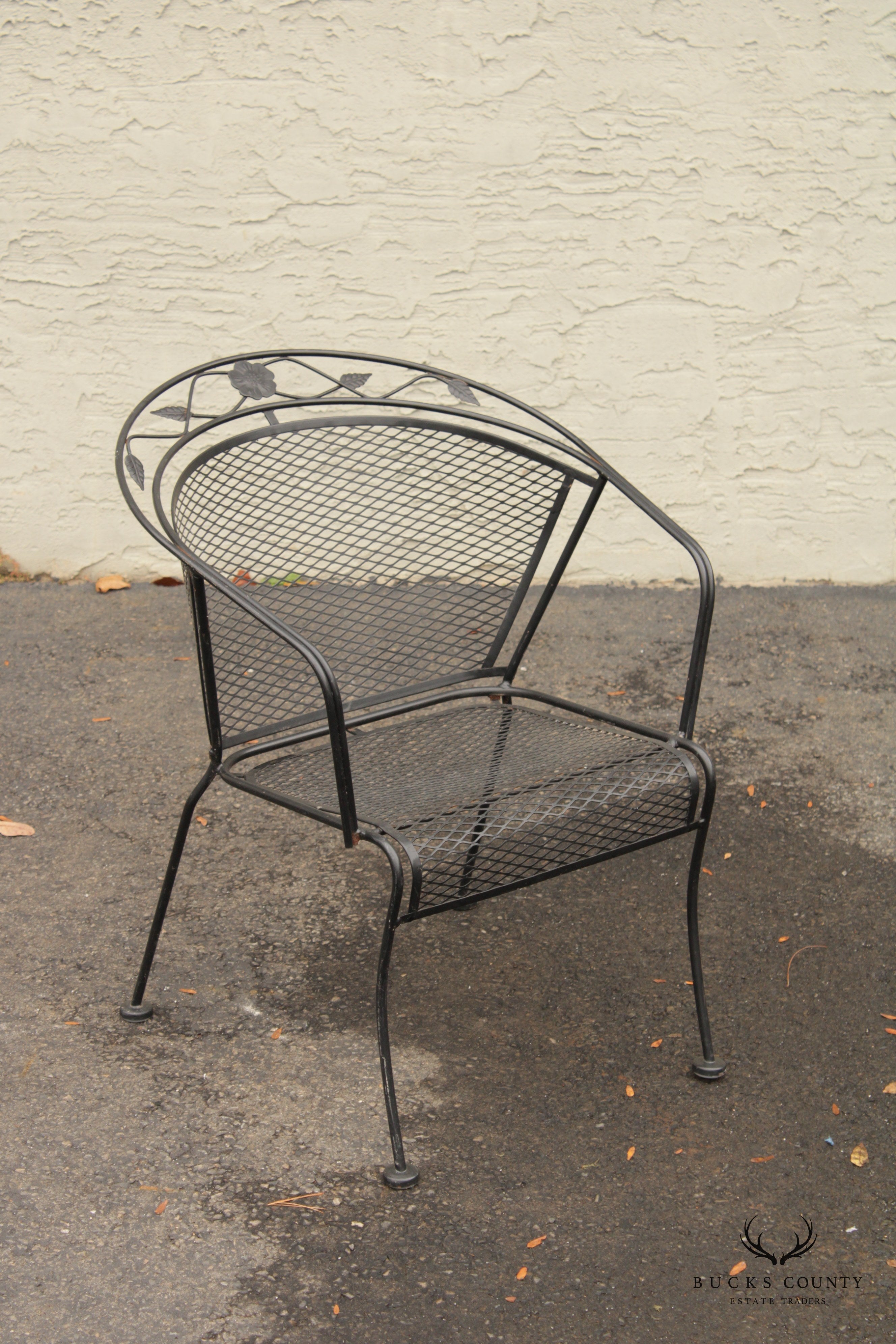 Mid Century Modern Five-Piece Wrought Iron Outdoor Dining or Bistro Set