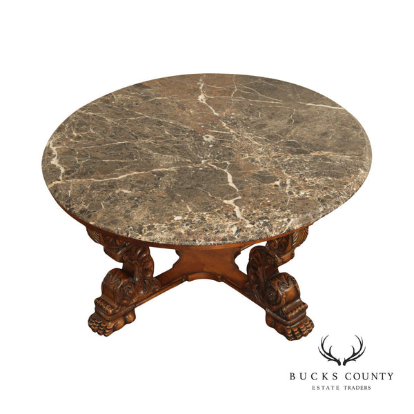 Henredon 'Amalfi Breccia' Round Marble Top Cocktail or Coffee Table