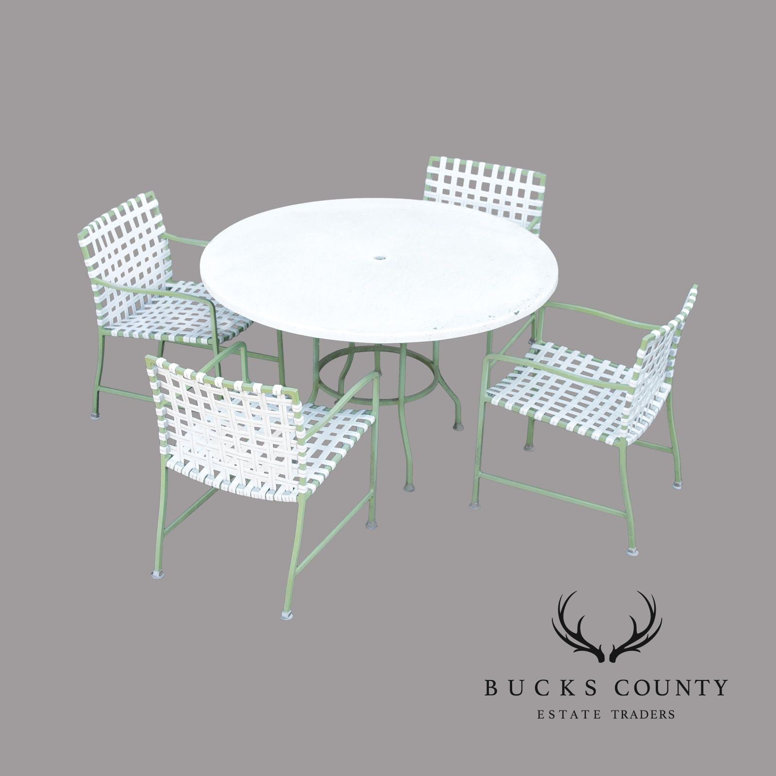 Vintage Five-Piece Aluminum Patio Table and Chairs